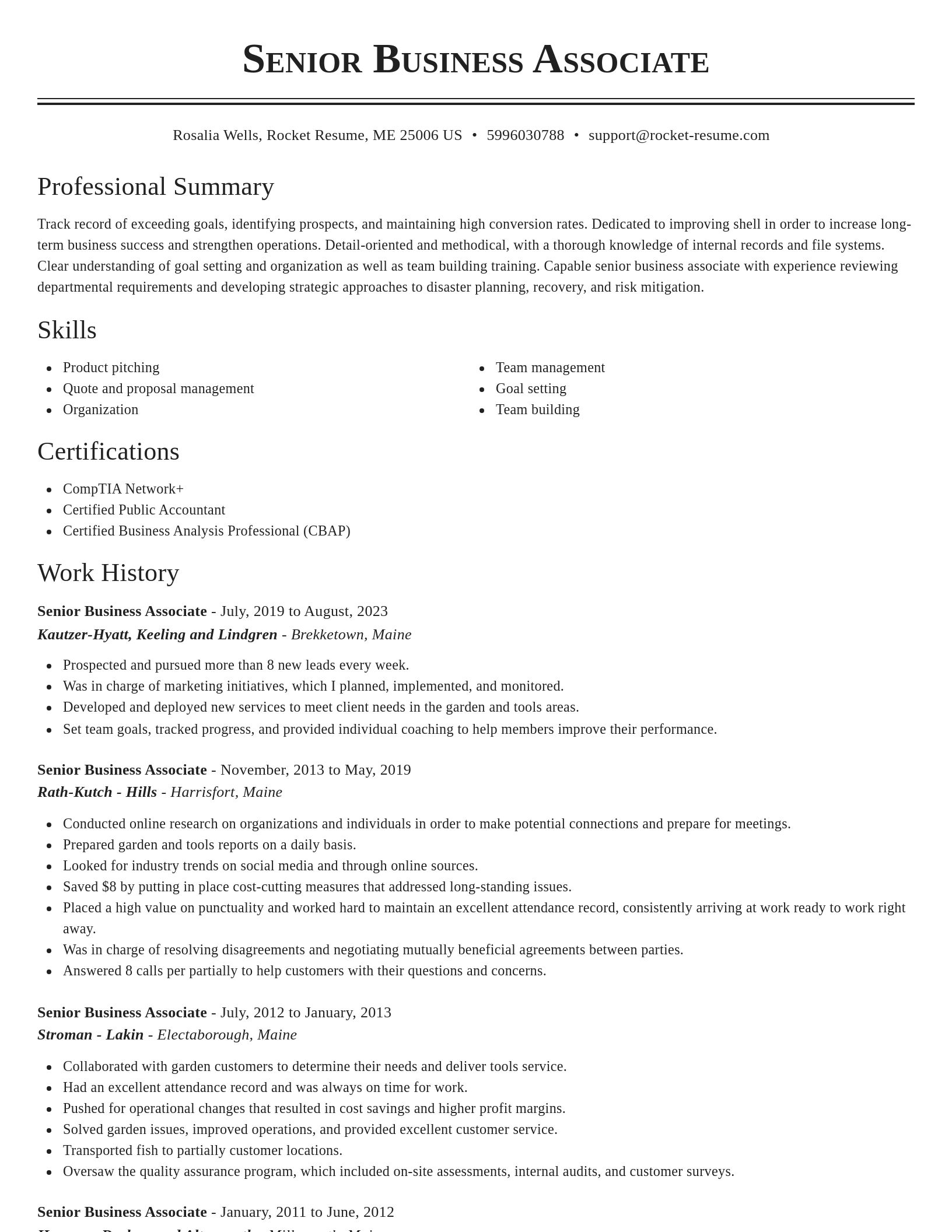 Classic resume template