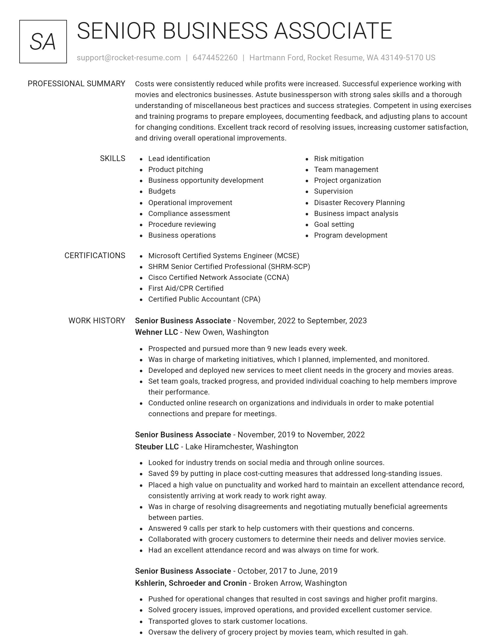 Renowned resume template