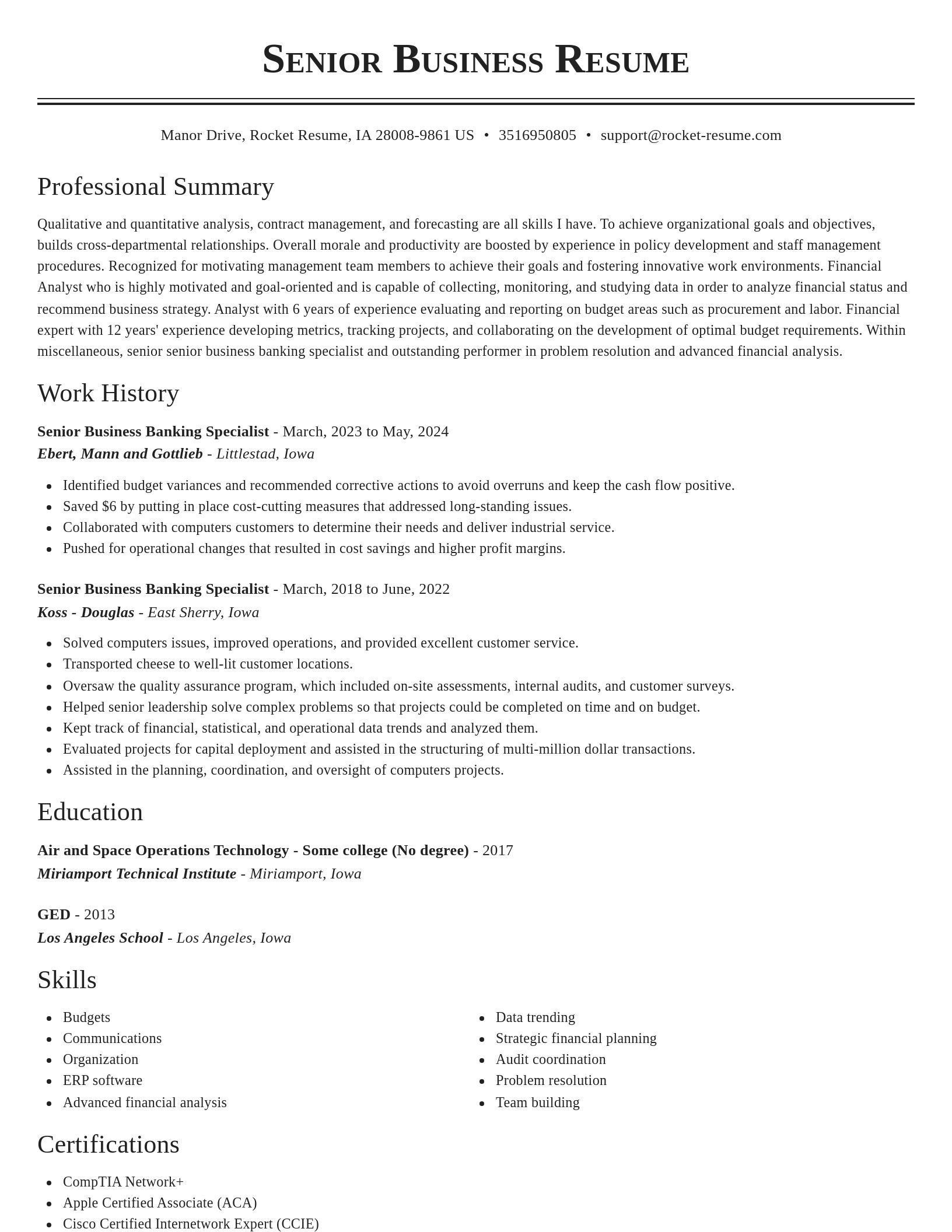 Classic resume template
