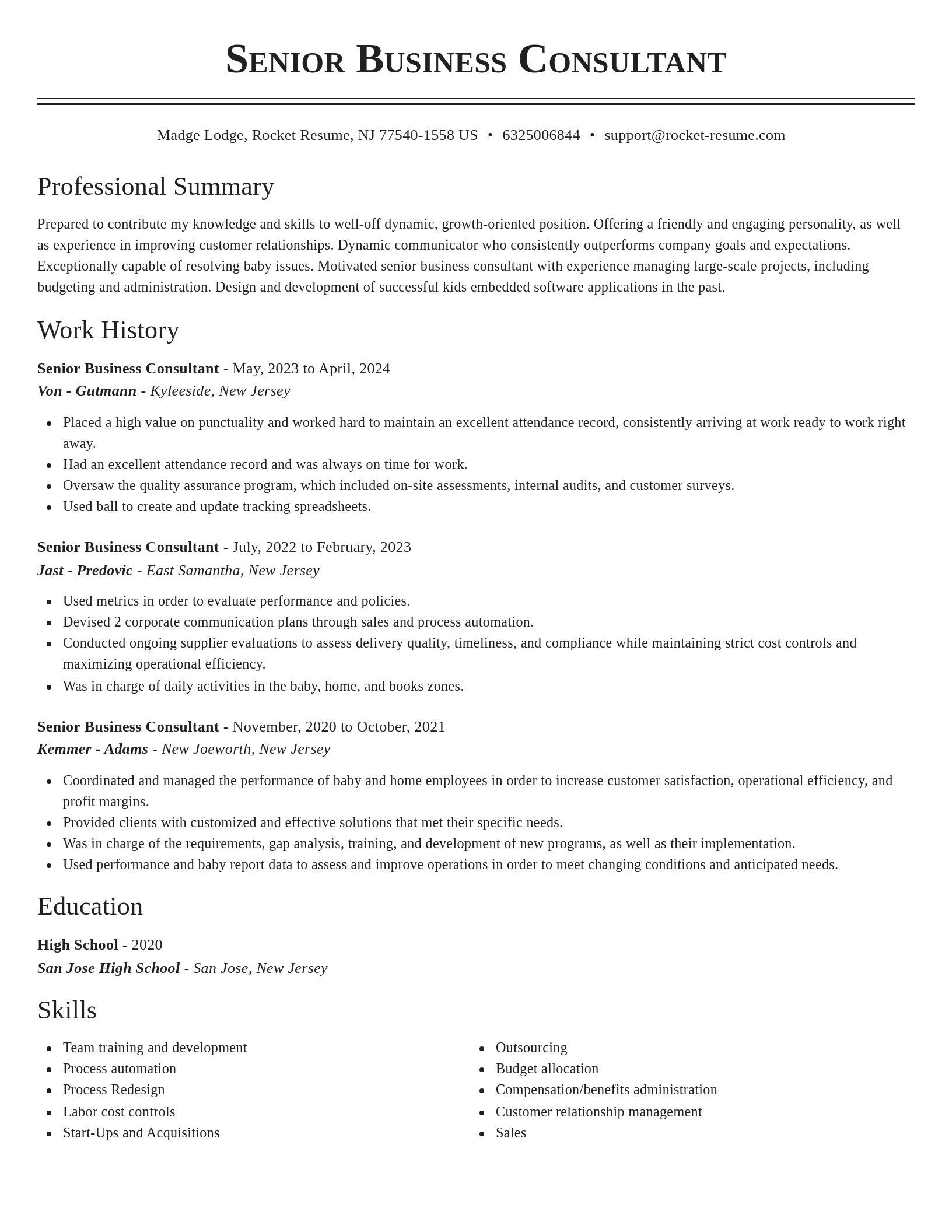 Classic resume template