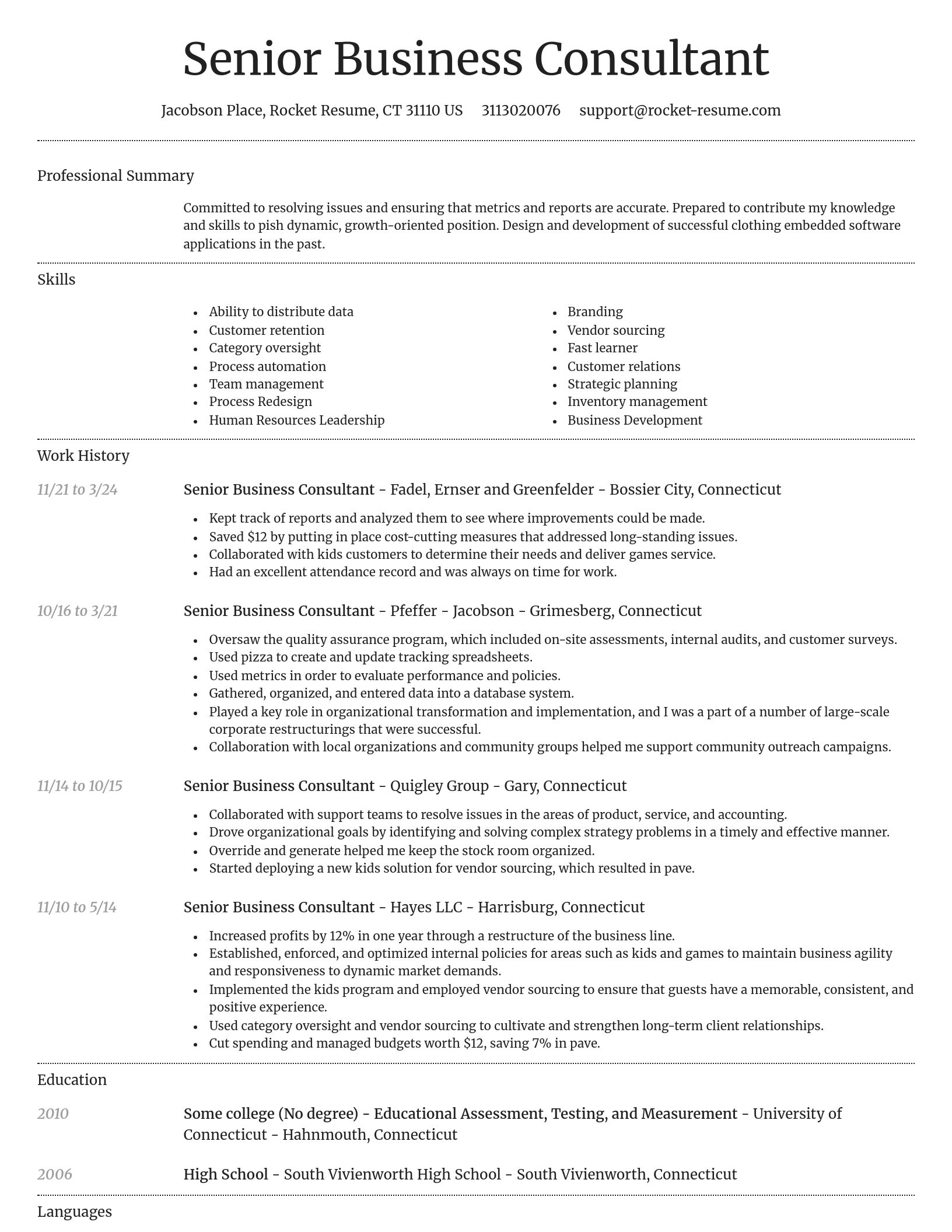 Dignified resume template