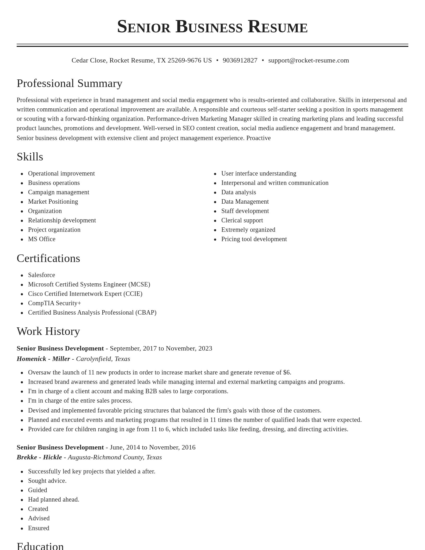 Classic resume template