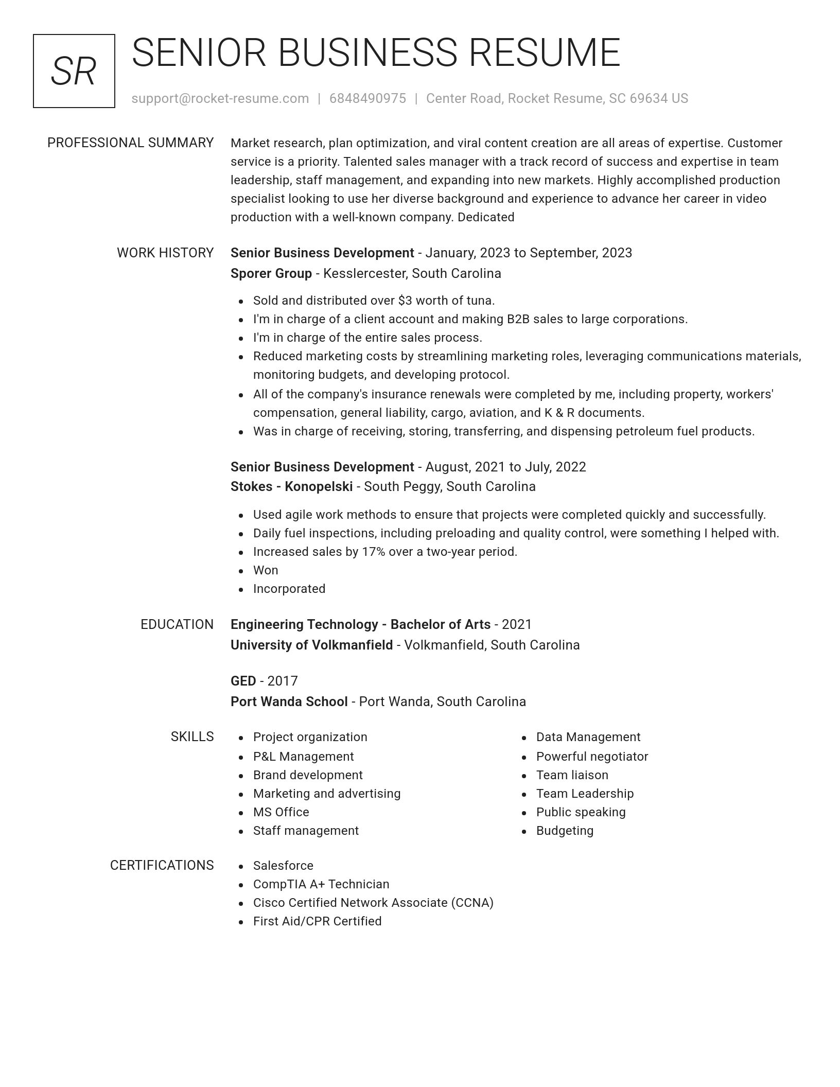 Renowned resume template