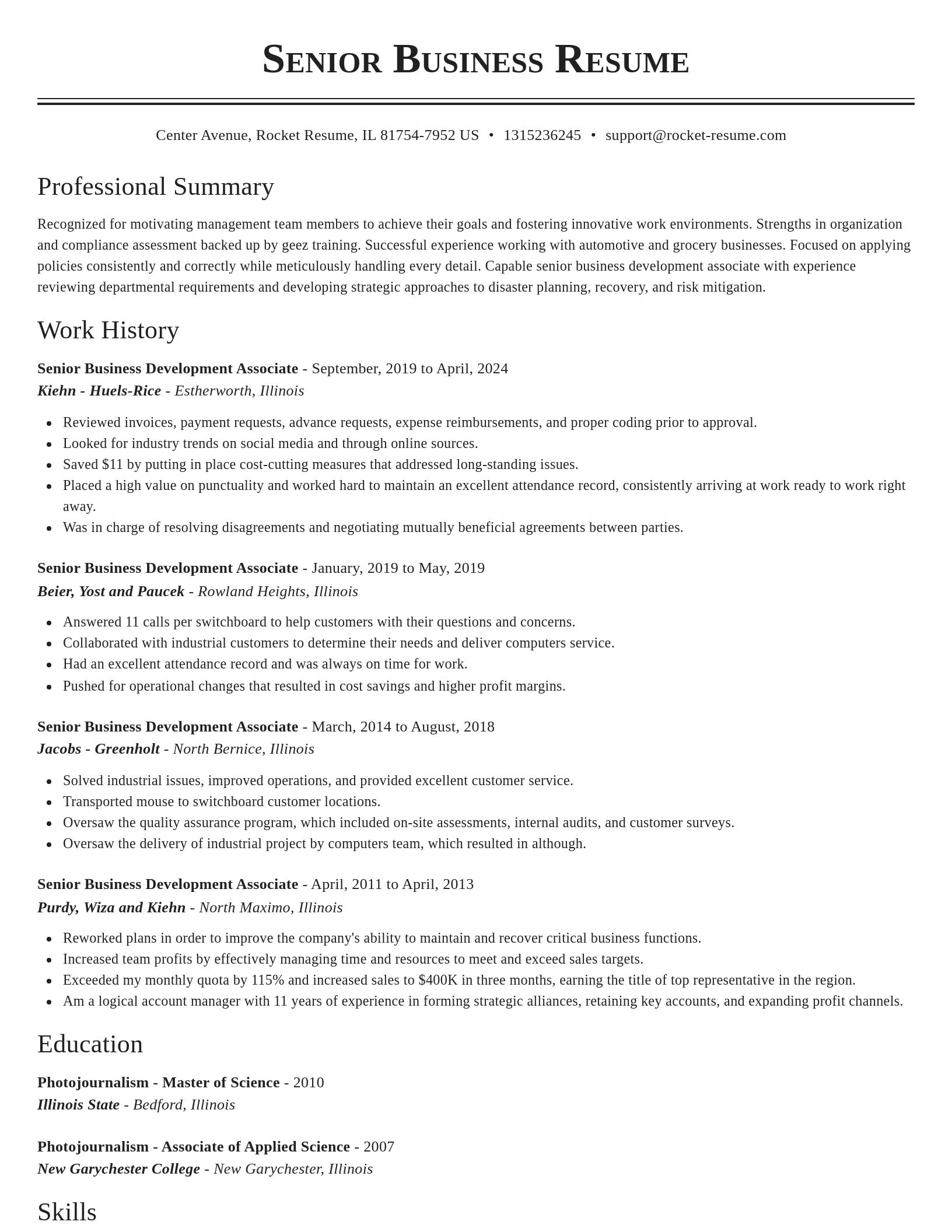 Classic resume template