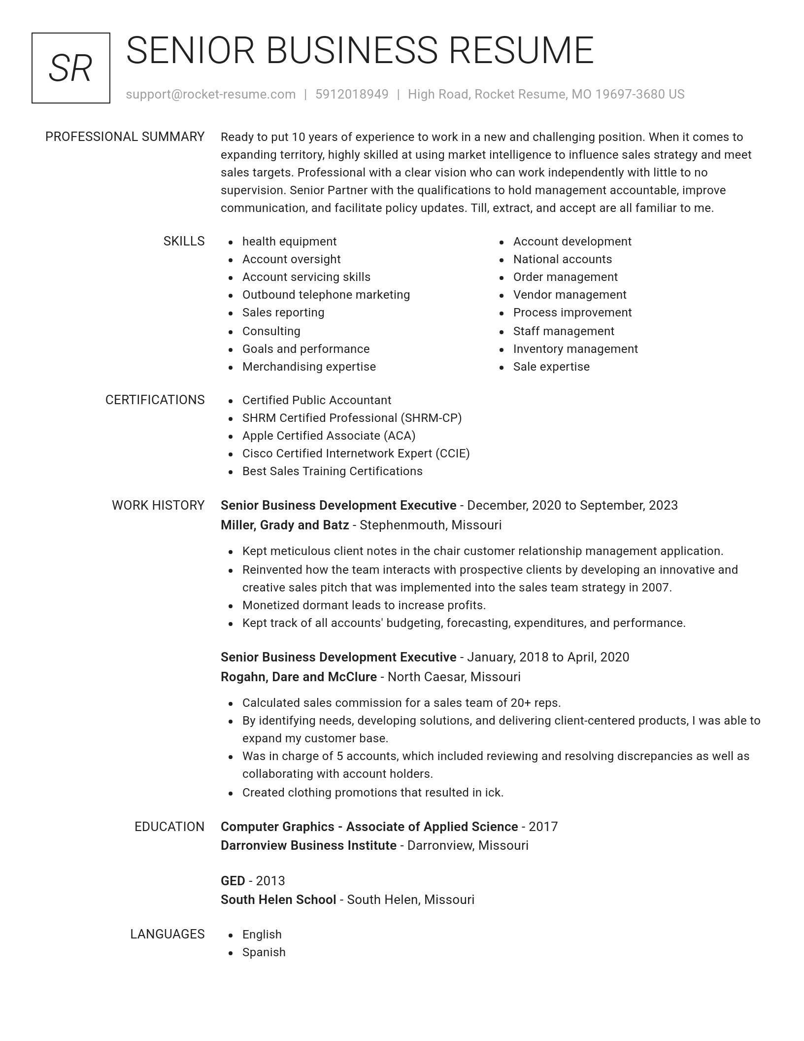 Renowned resume template