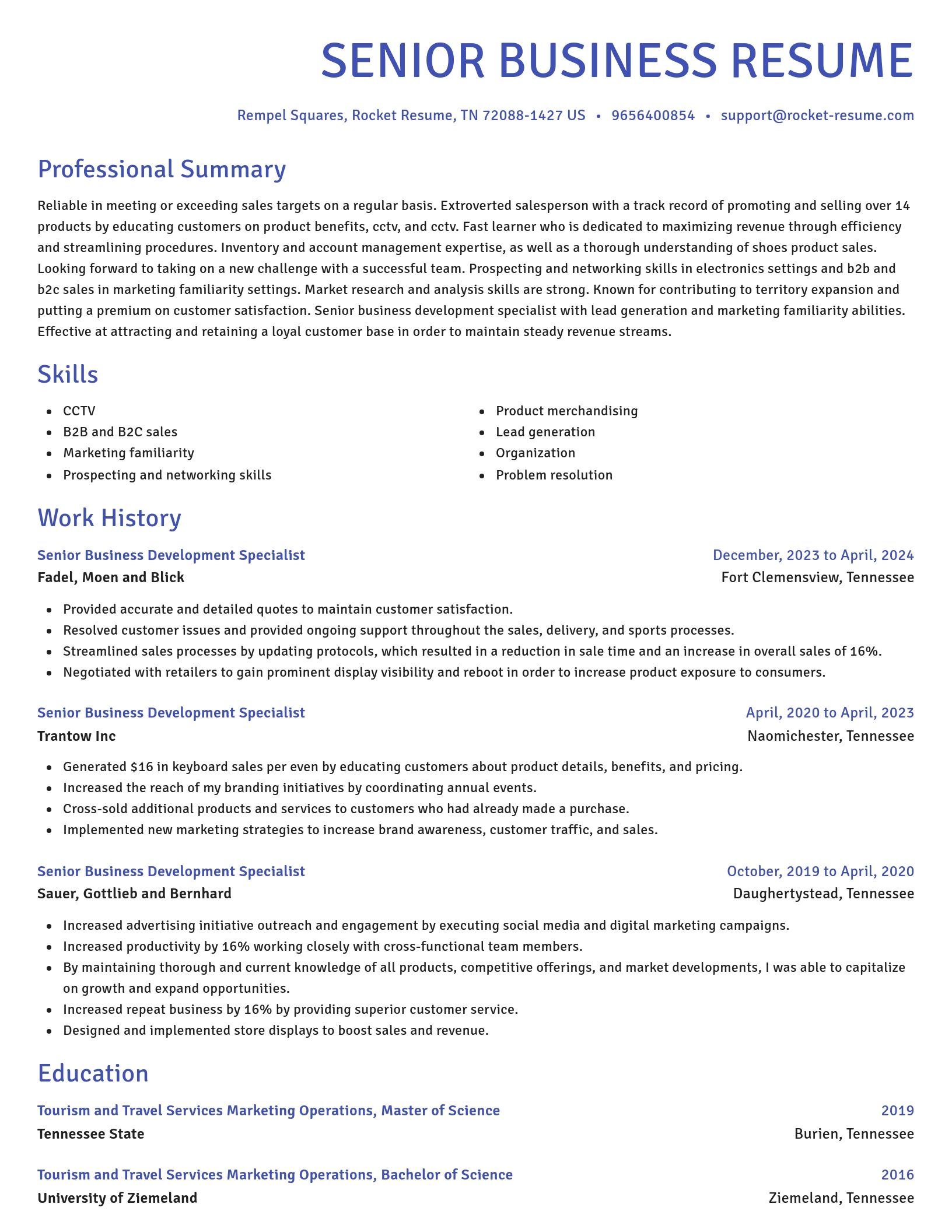 Novel resume template