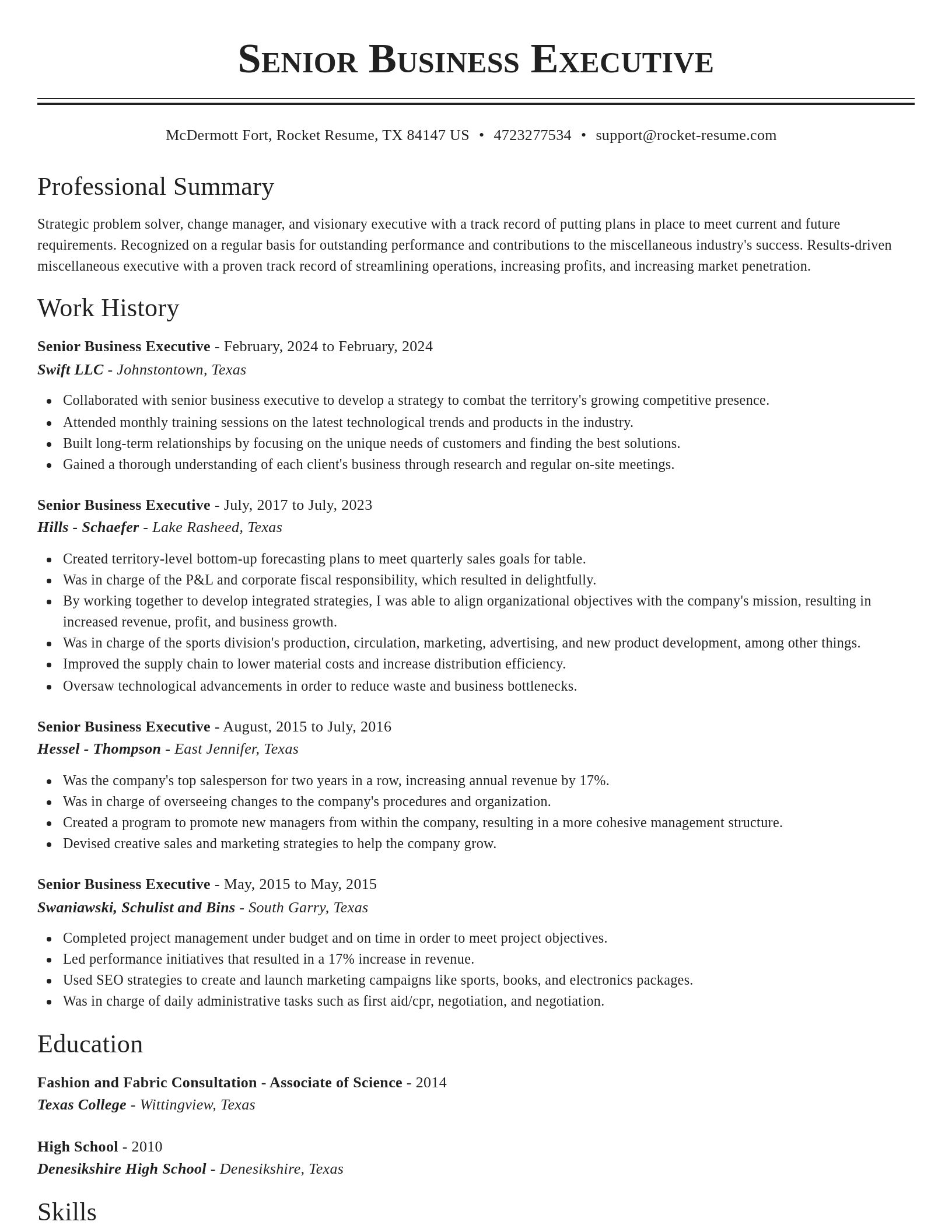 Classic resume template