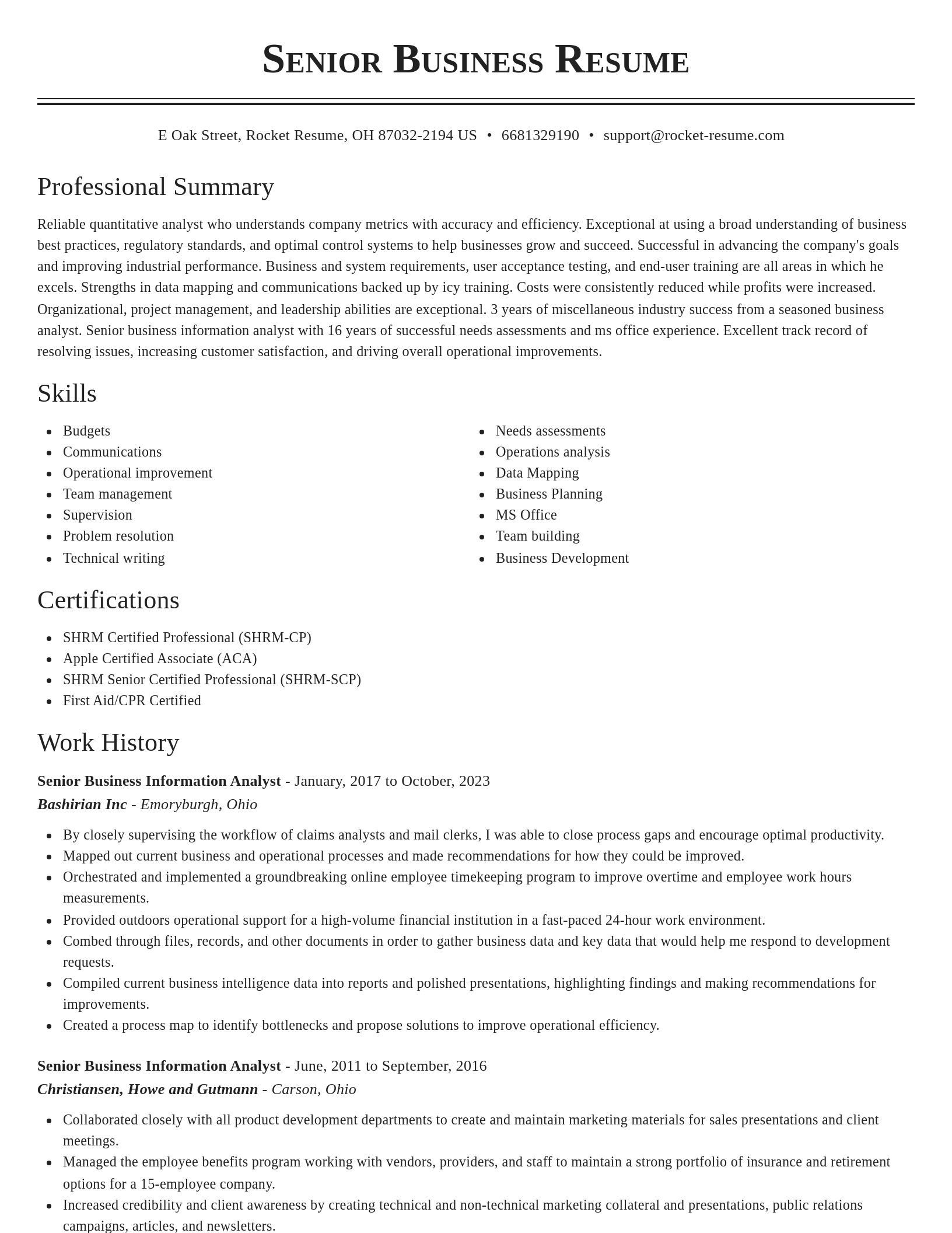 Classic resume template
