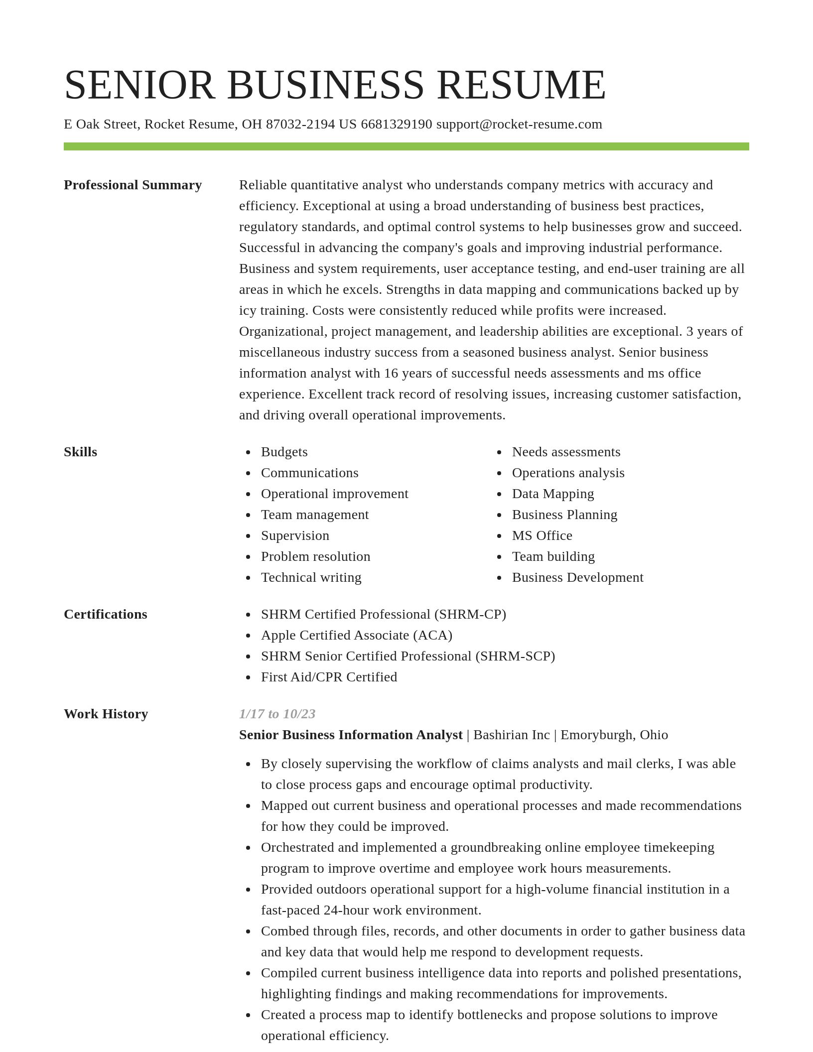 Smart resume template