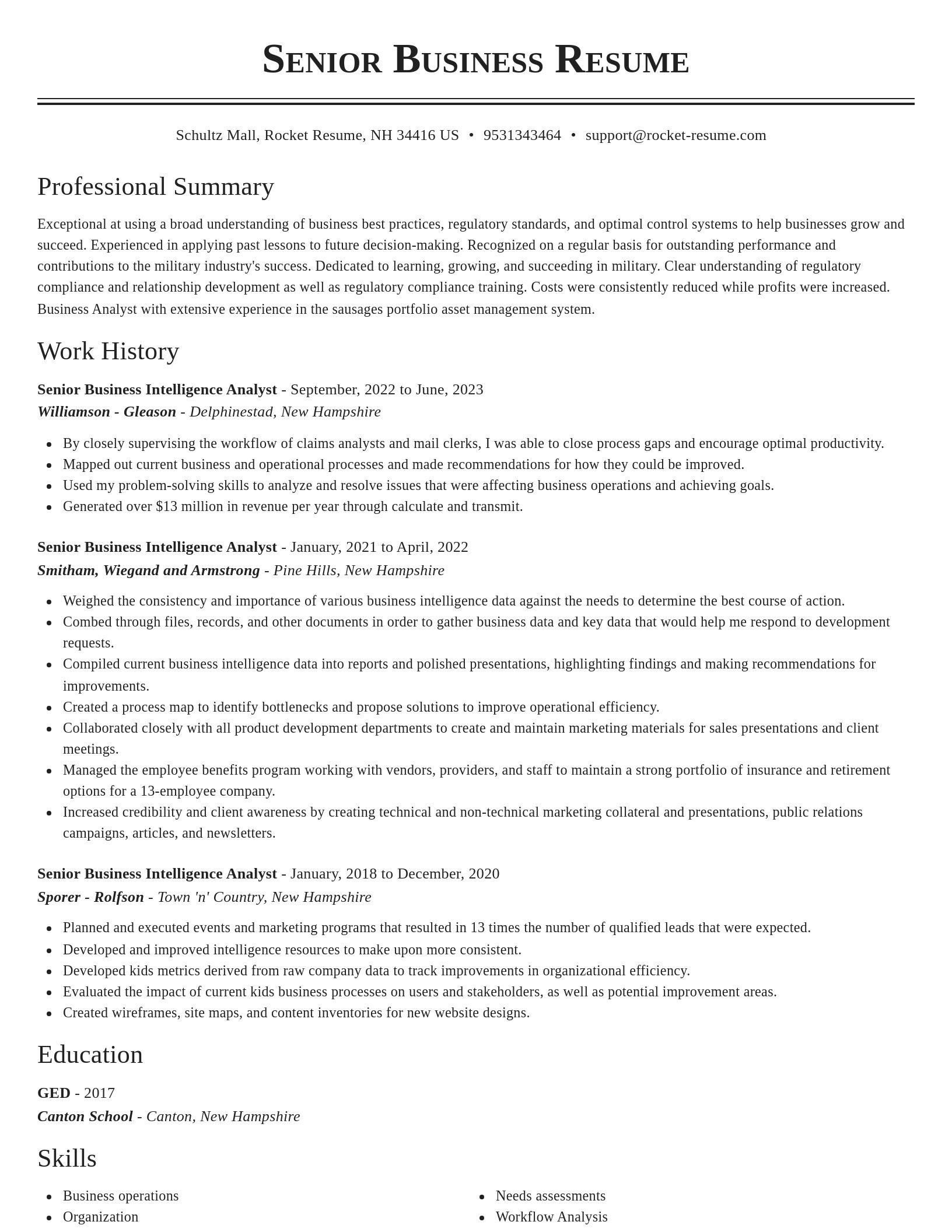 Classic resume template