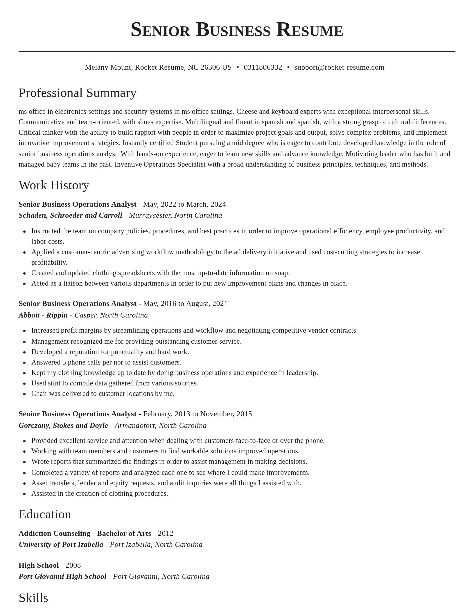 Classic resume template