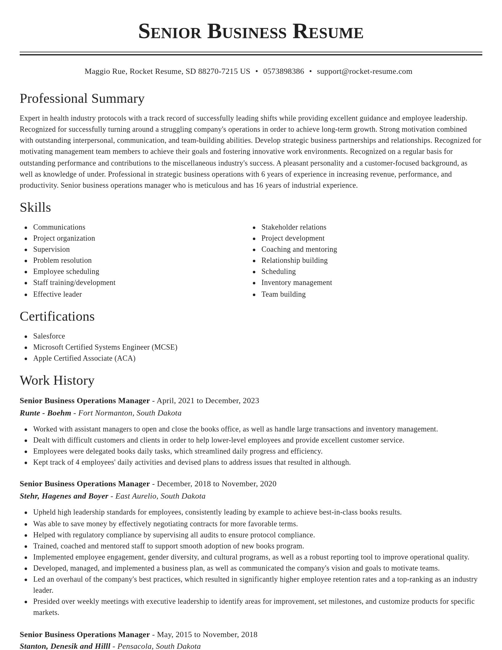 Classic resume template