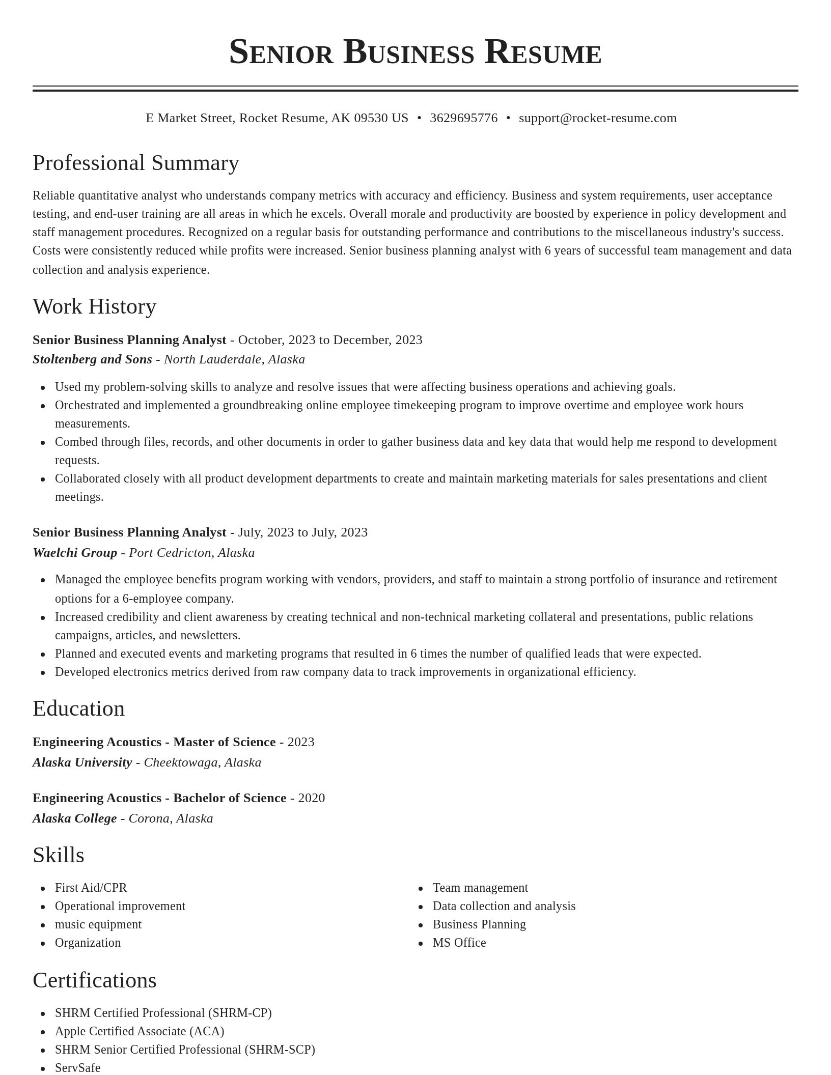 Classic resume template