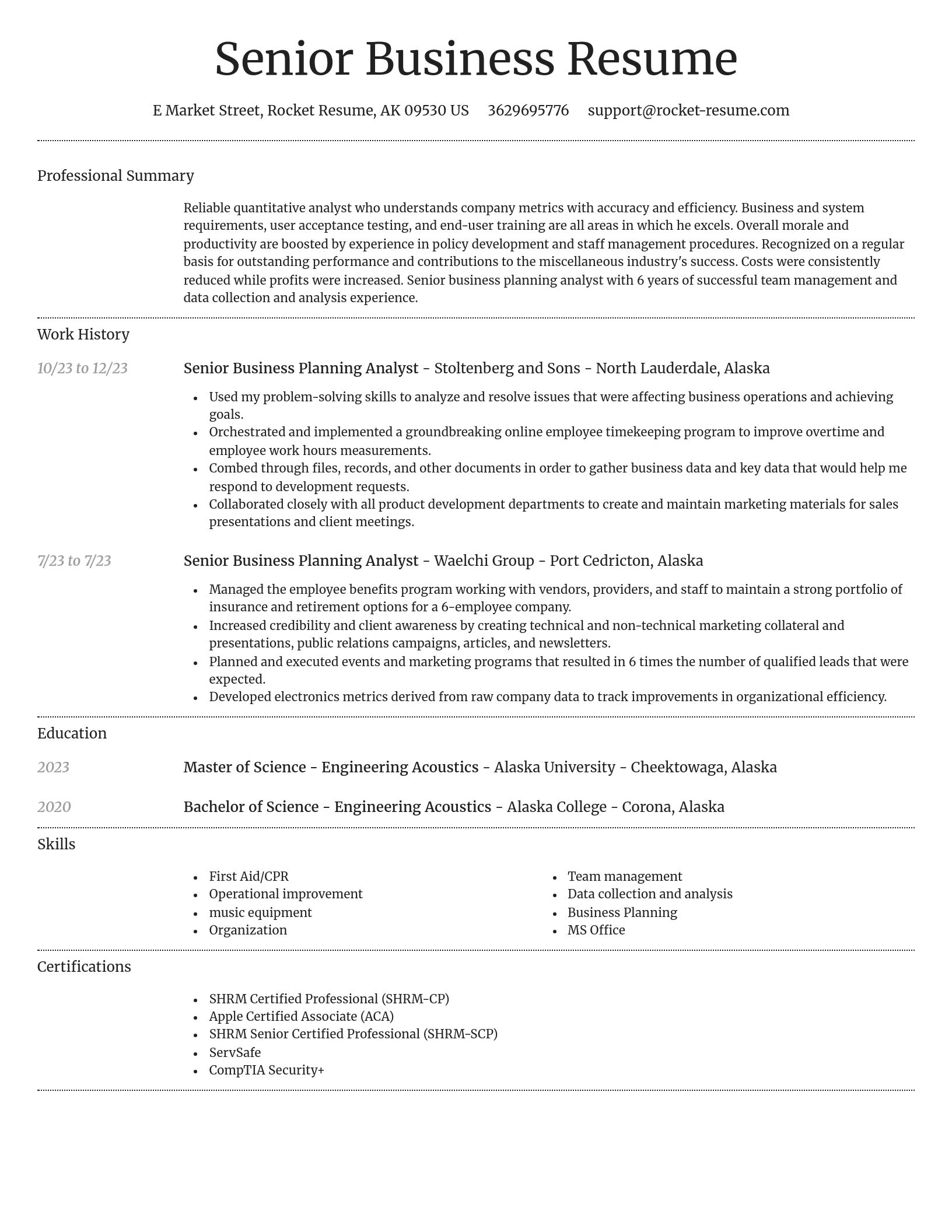Dignified resume template
