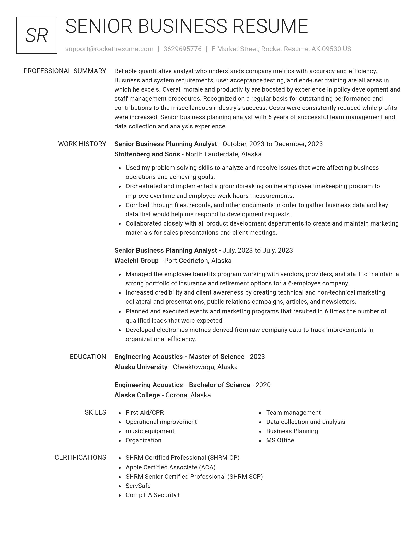 Renowned resume template