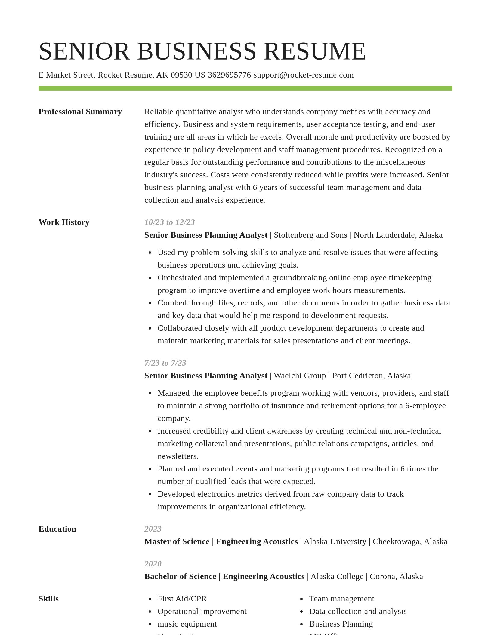 Smart resume template