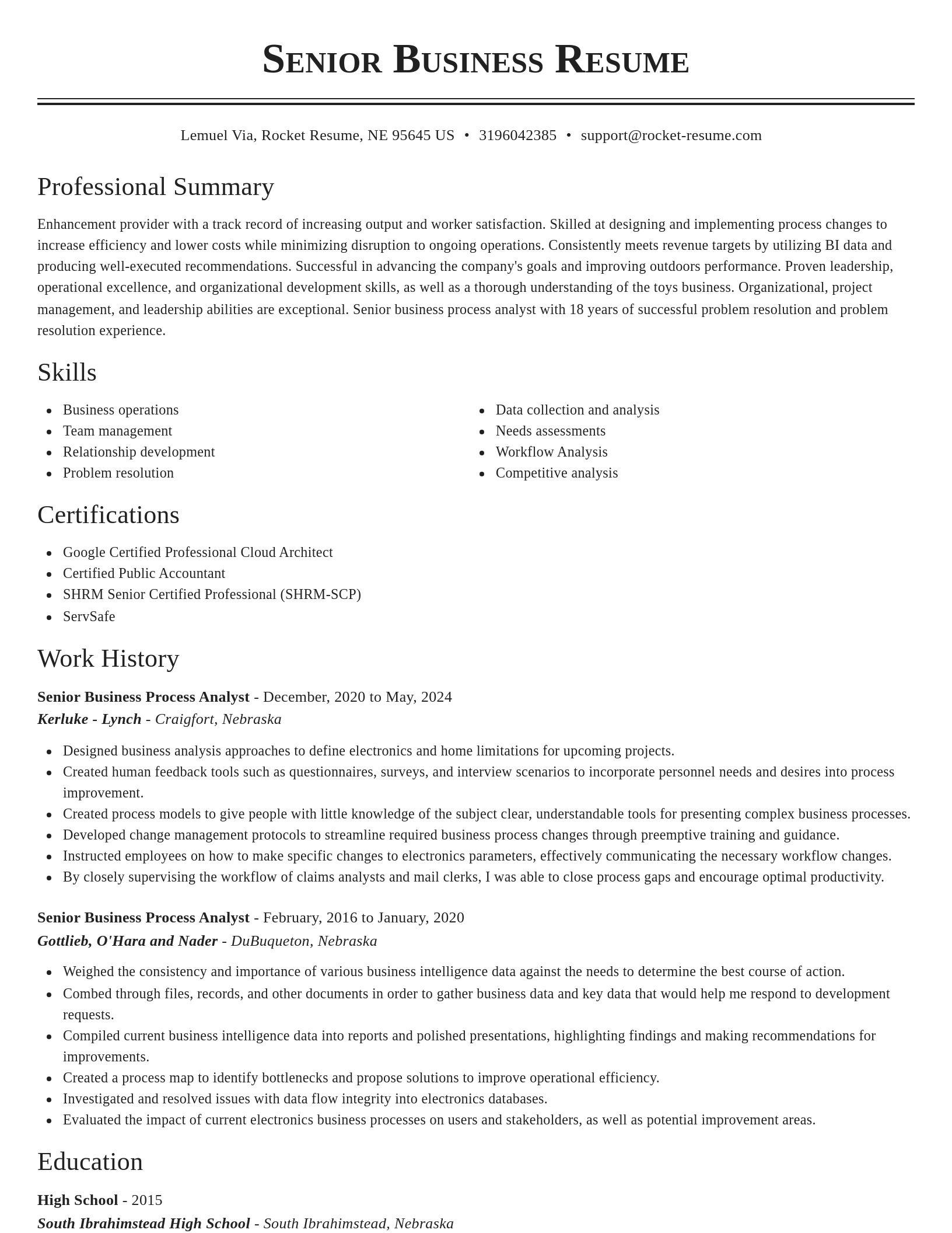 Classic resume template