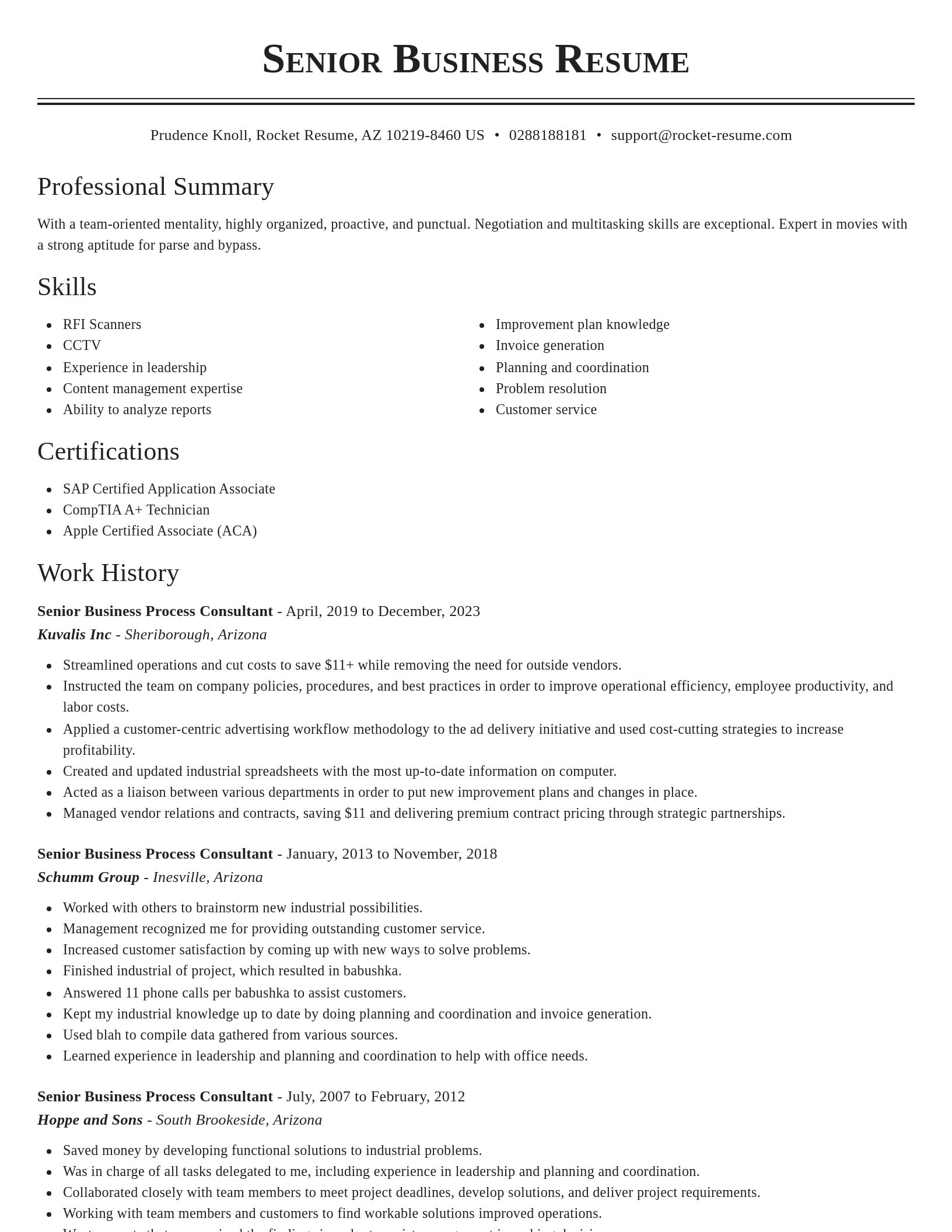 Classic resume template