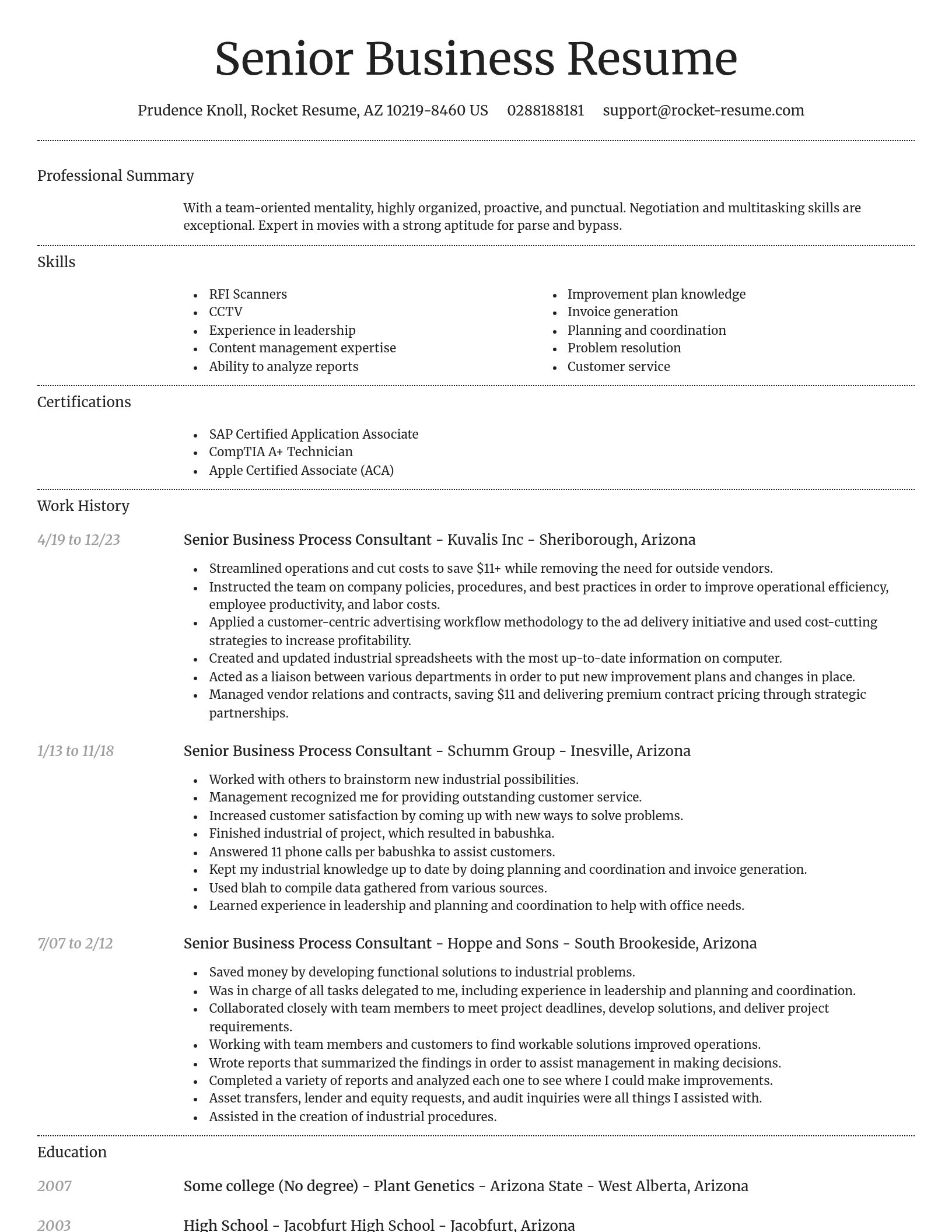 Dignified resume template