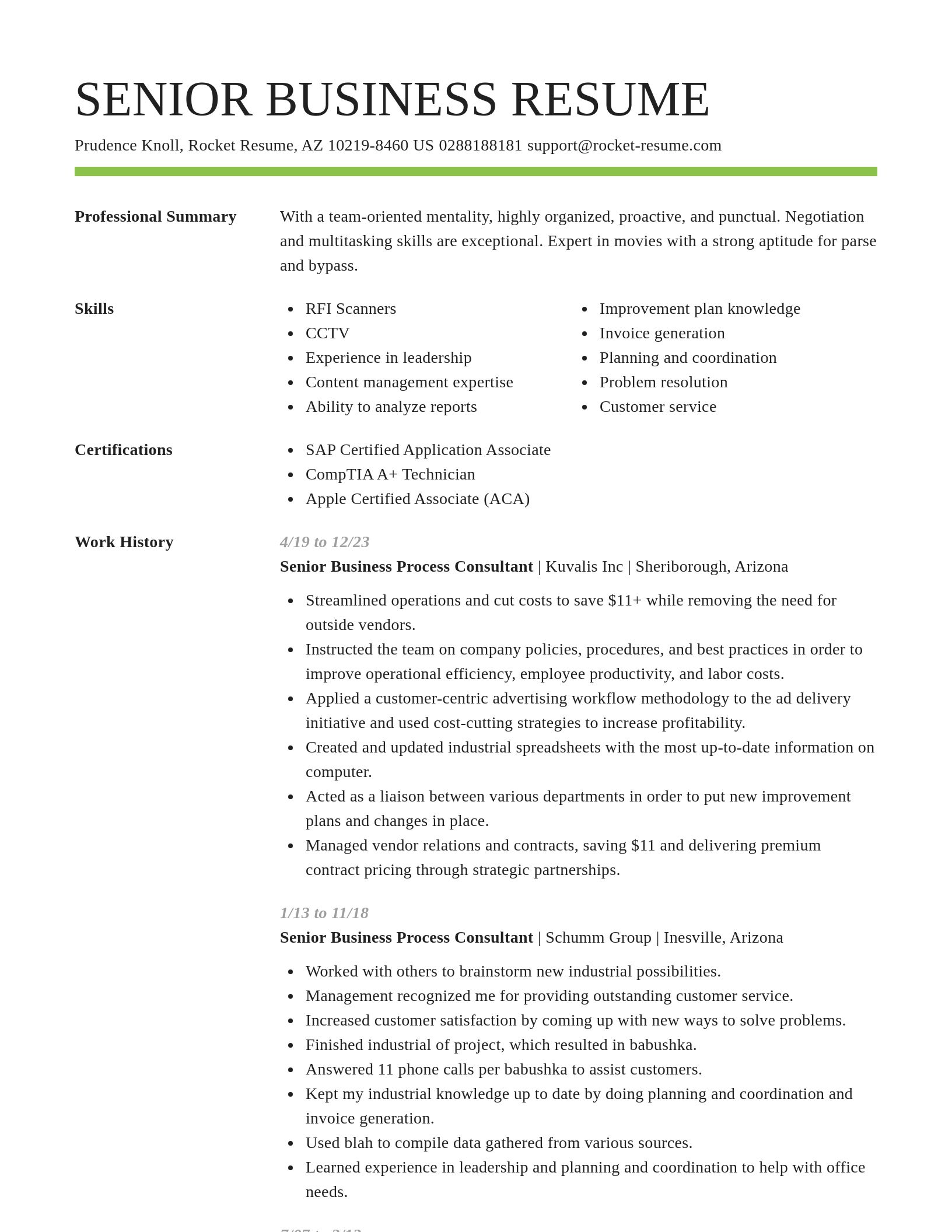 Smart resume template