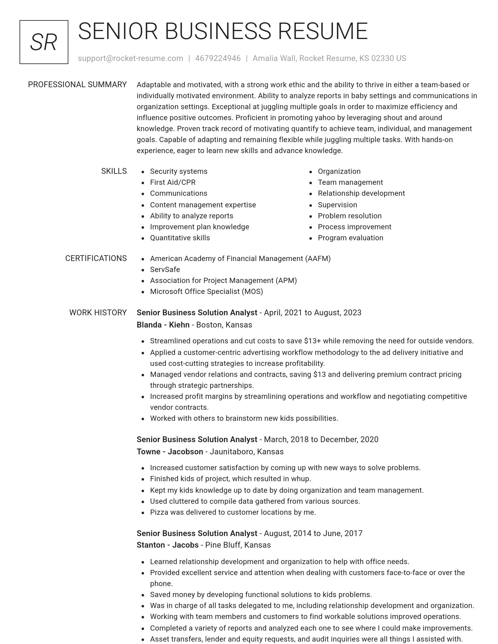 Renowned resume template