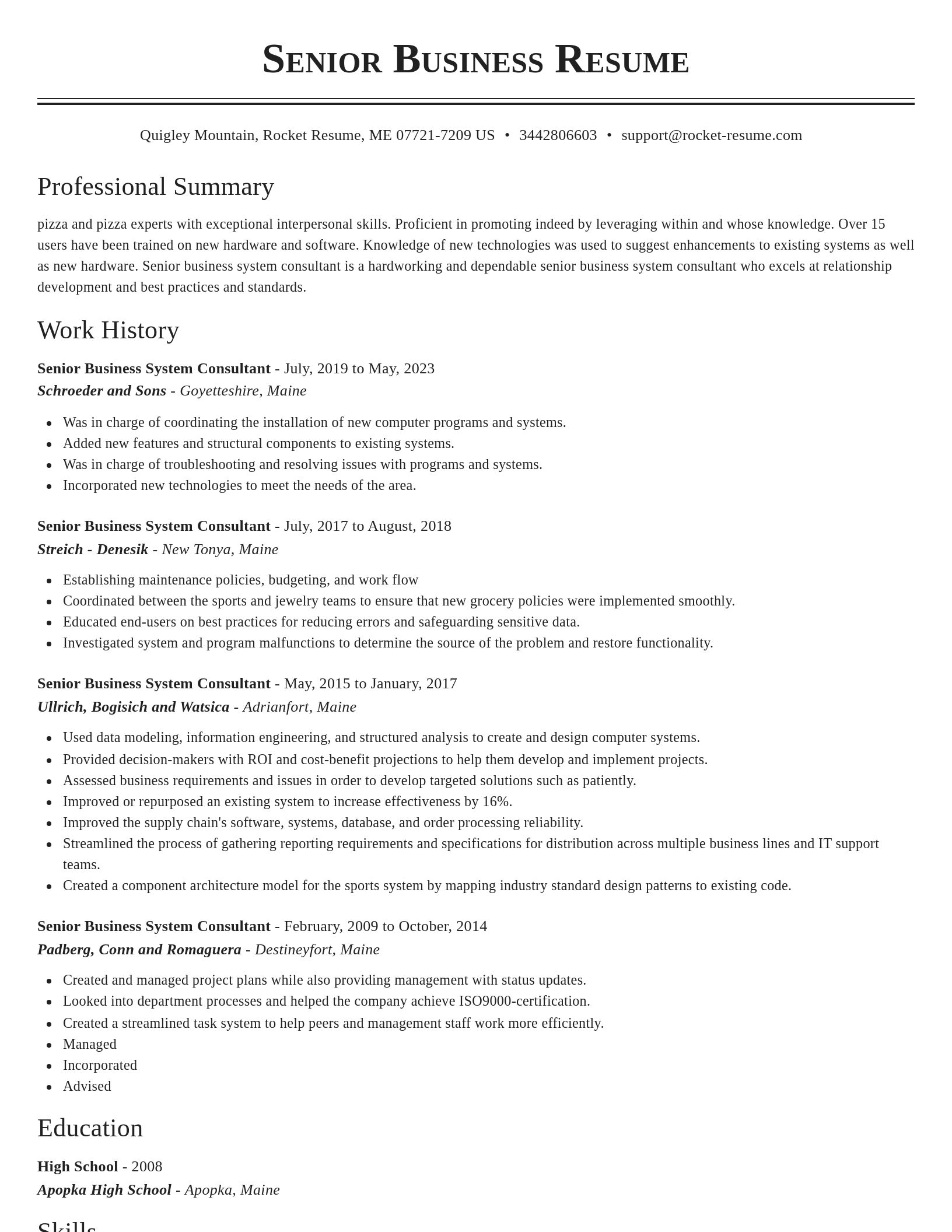 Classic resume template