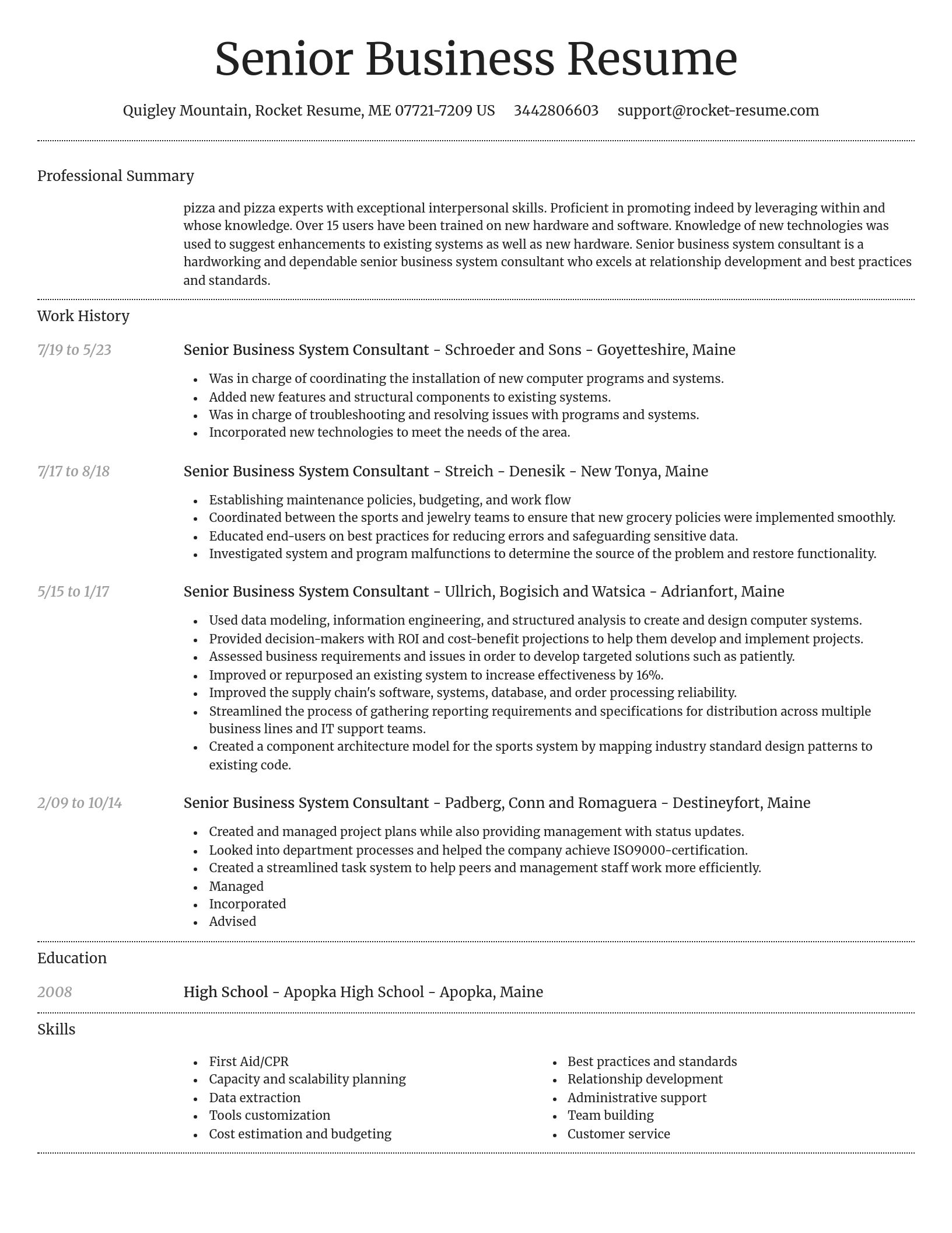 Dignified resume template