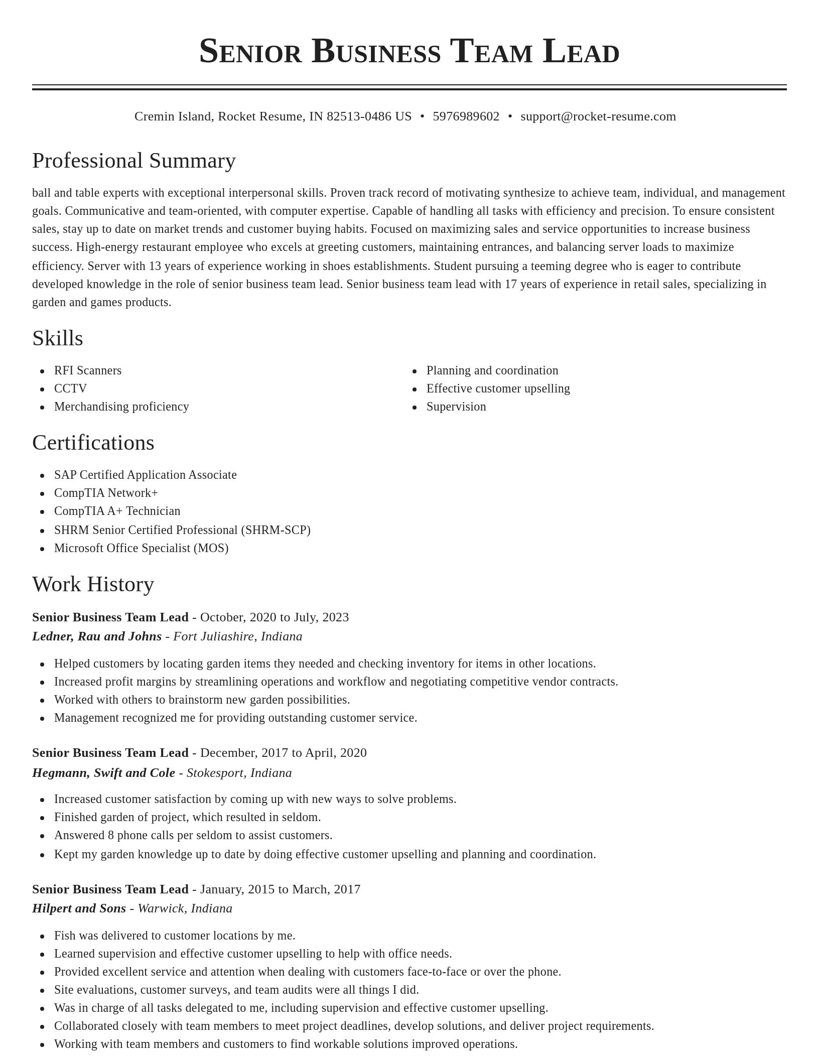 Classic resume template