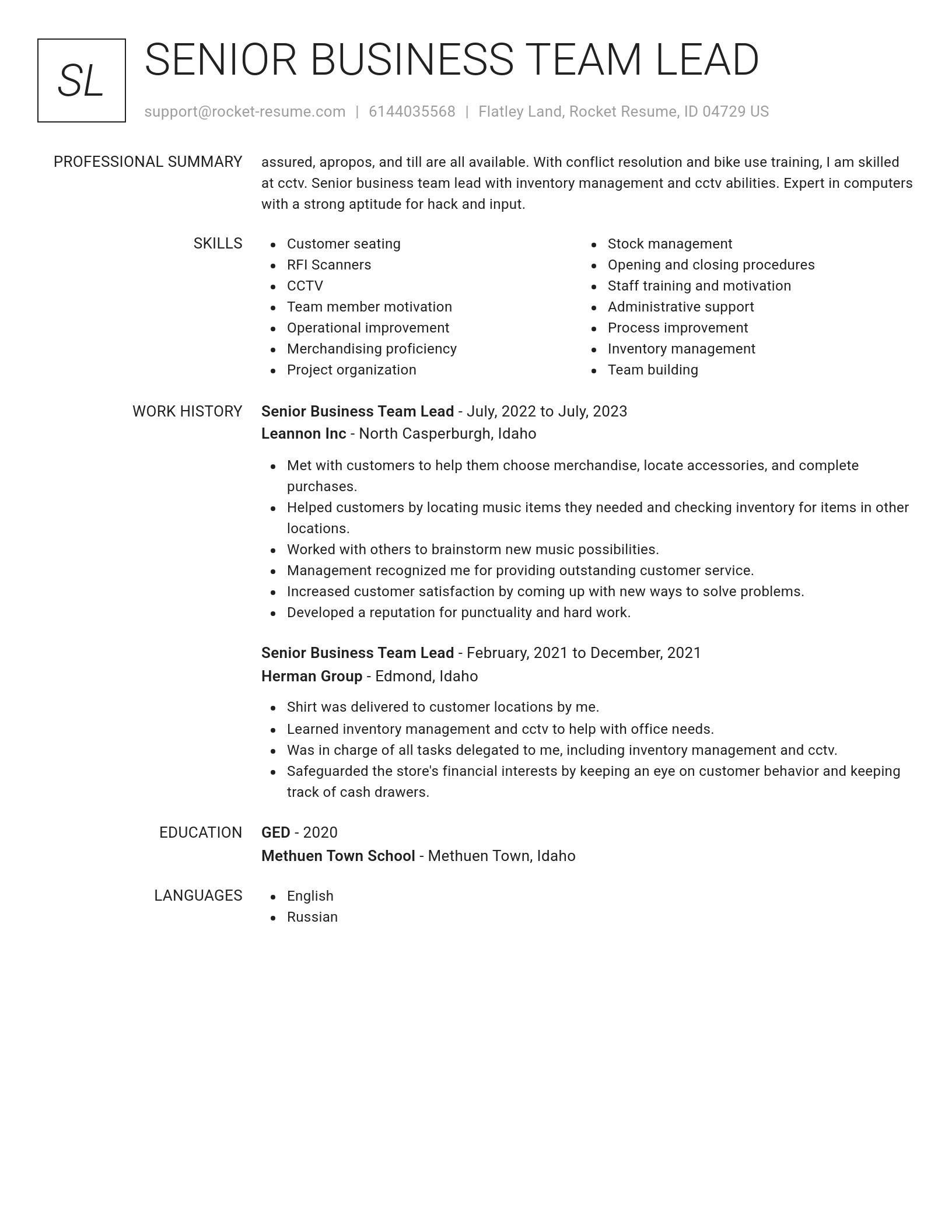 Renowned resume template