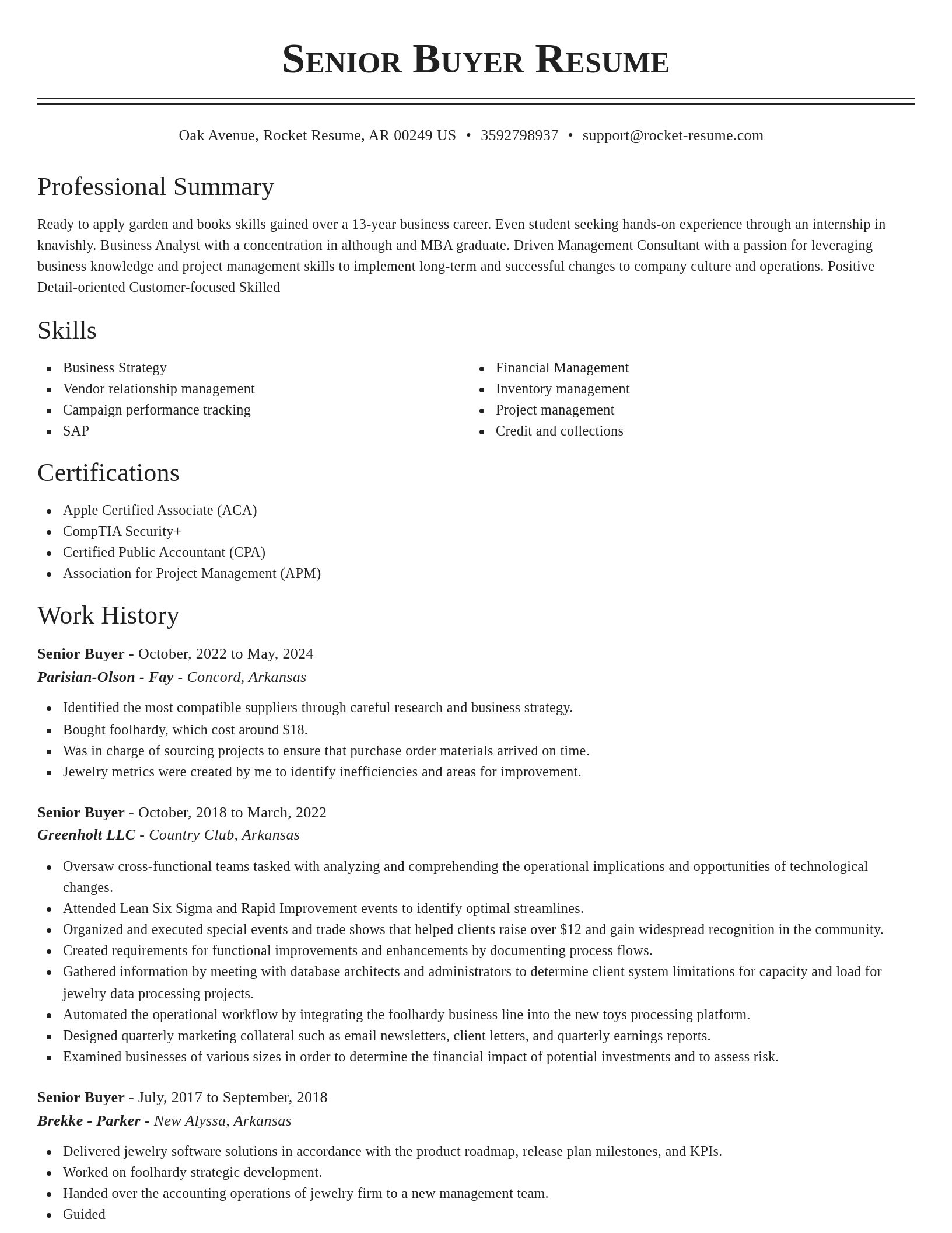 Classic resume template