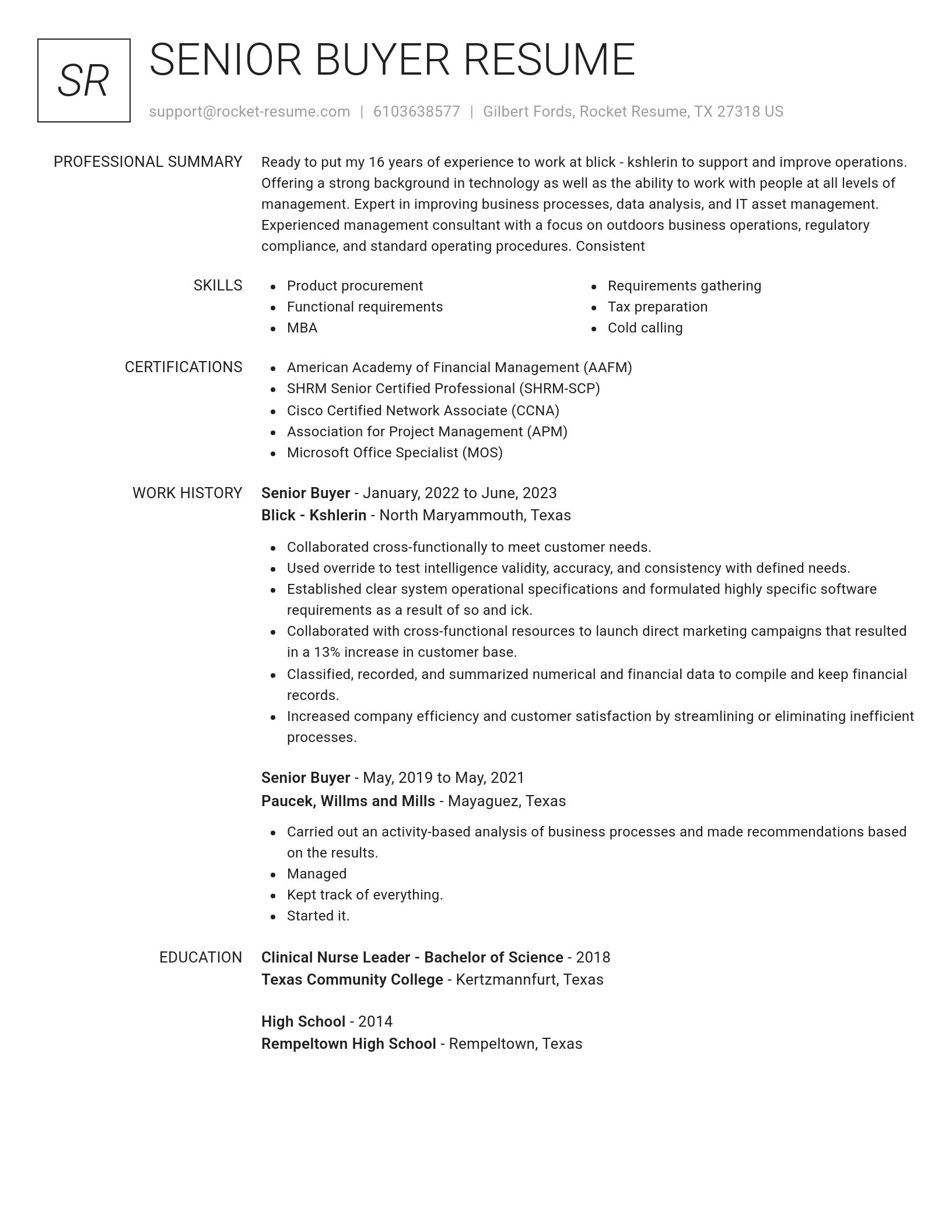 Renowned resume template
