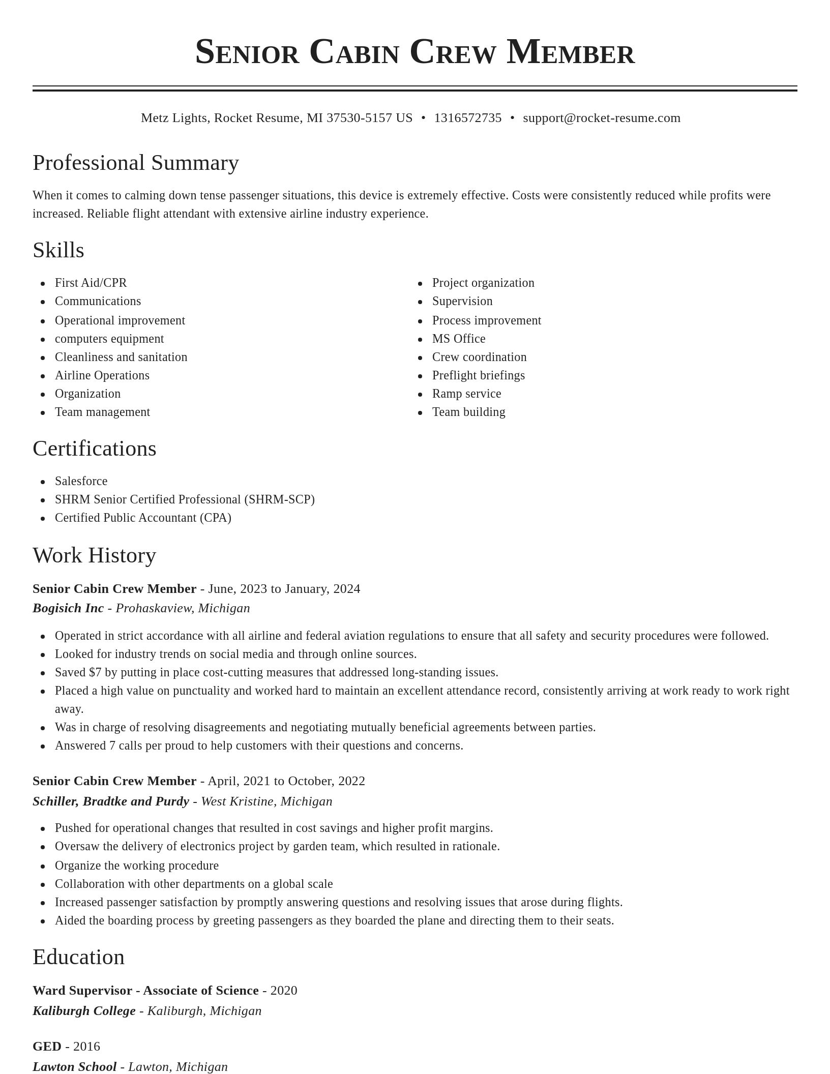 Classic resume template