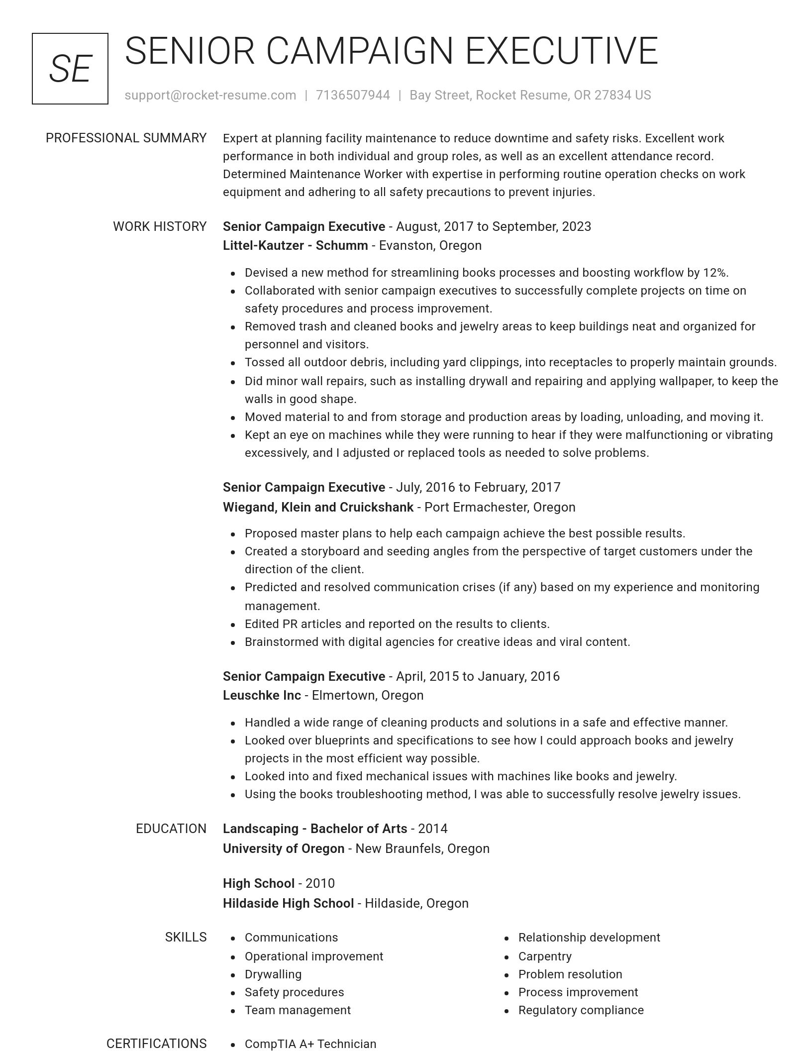 Renowned resume template