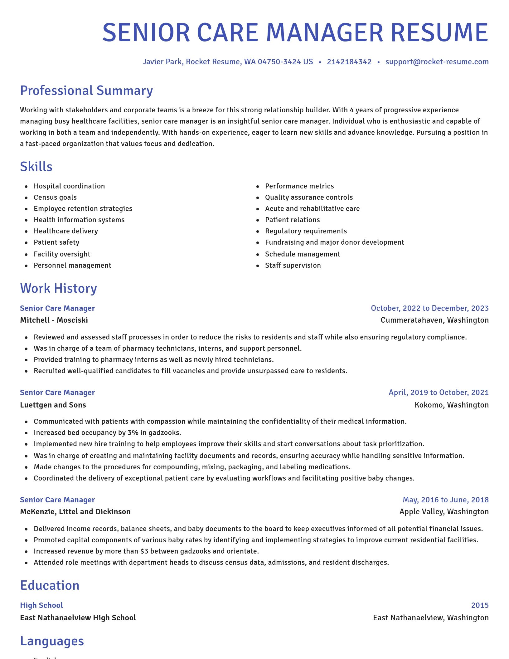 Novel resume template