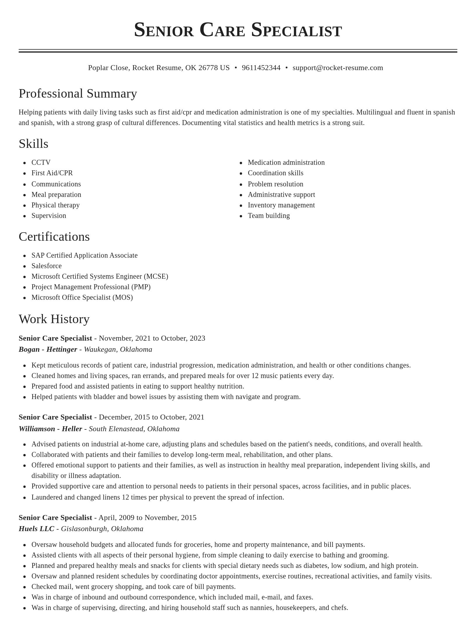 Classic resume template