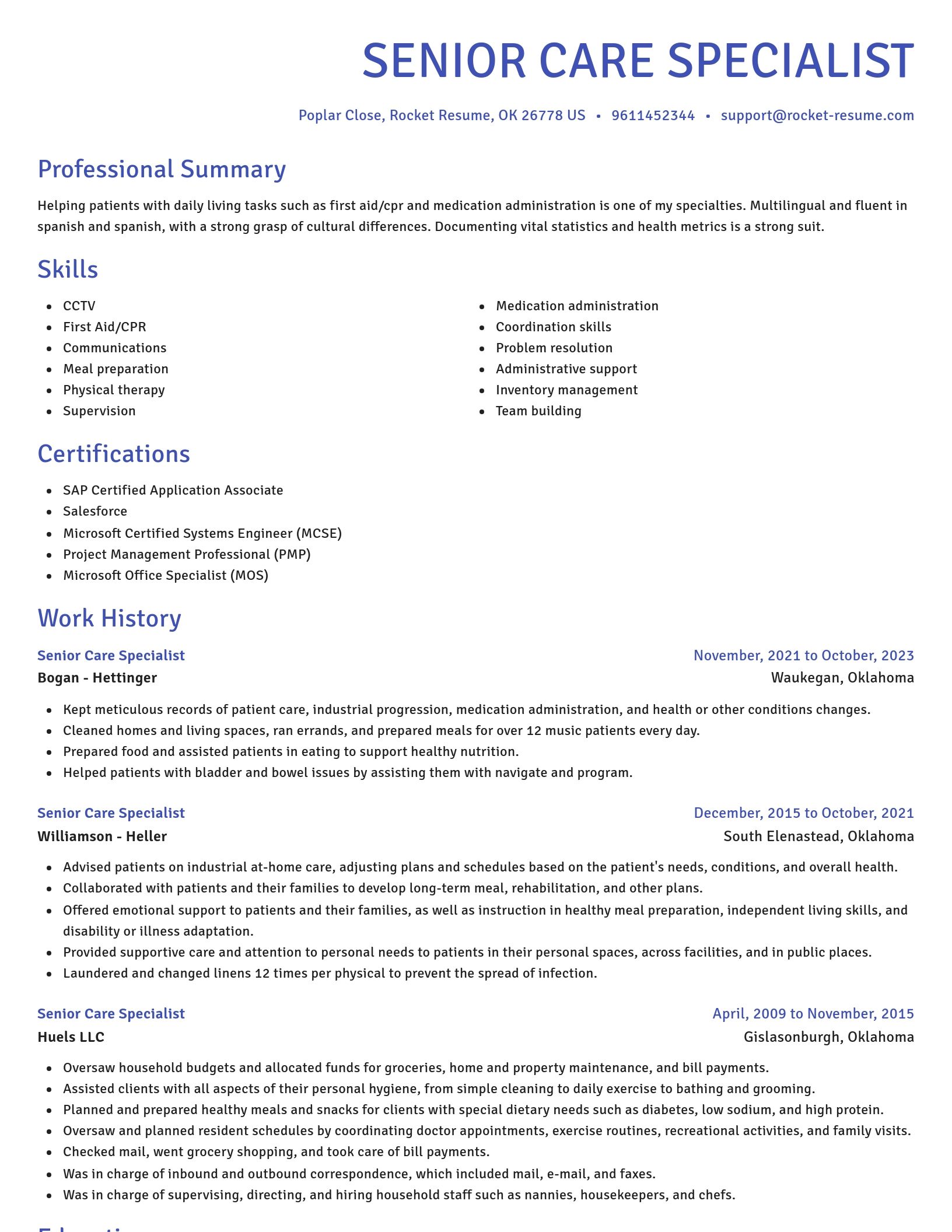 Novel resume template