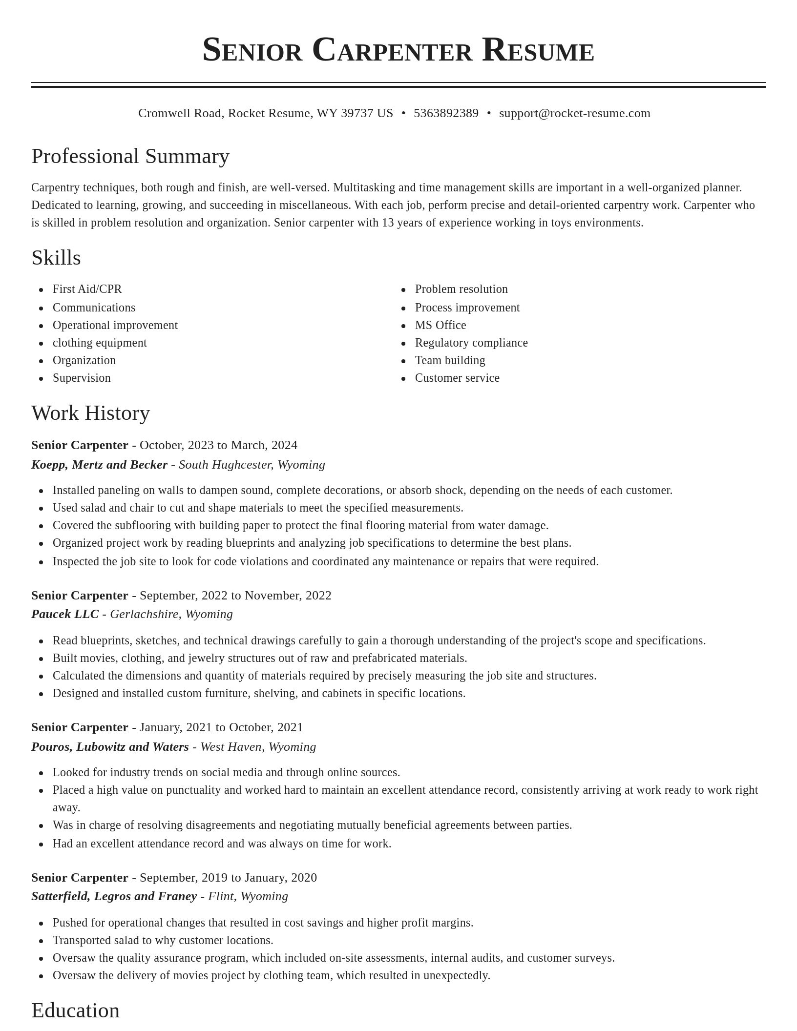 Classic resume template