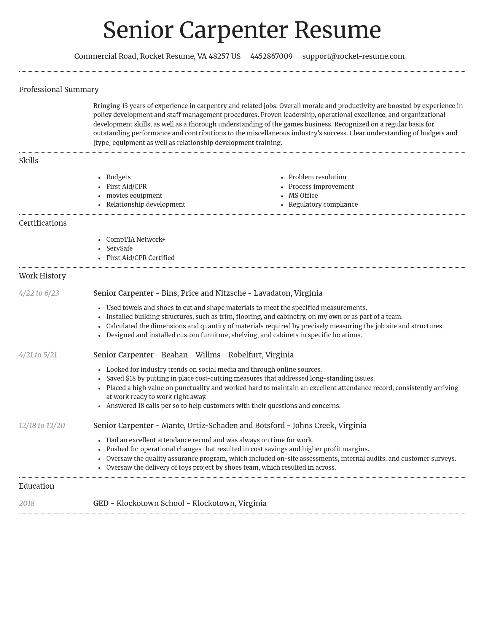 Dignified resume template