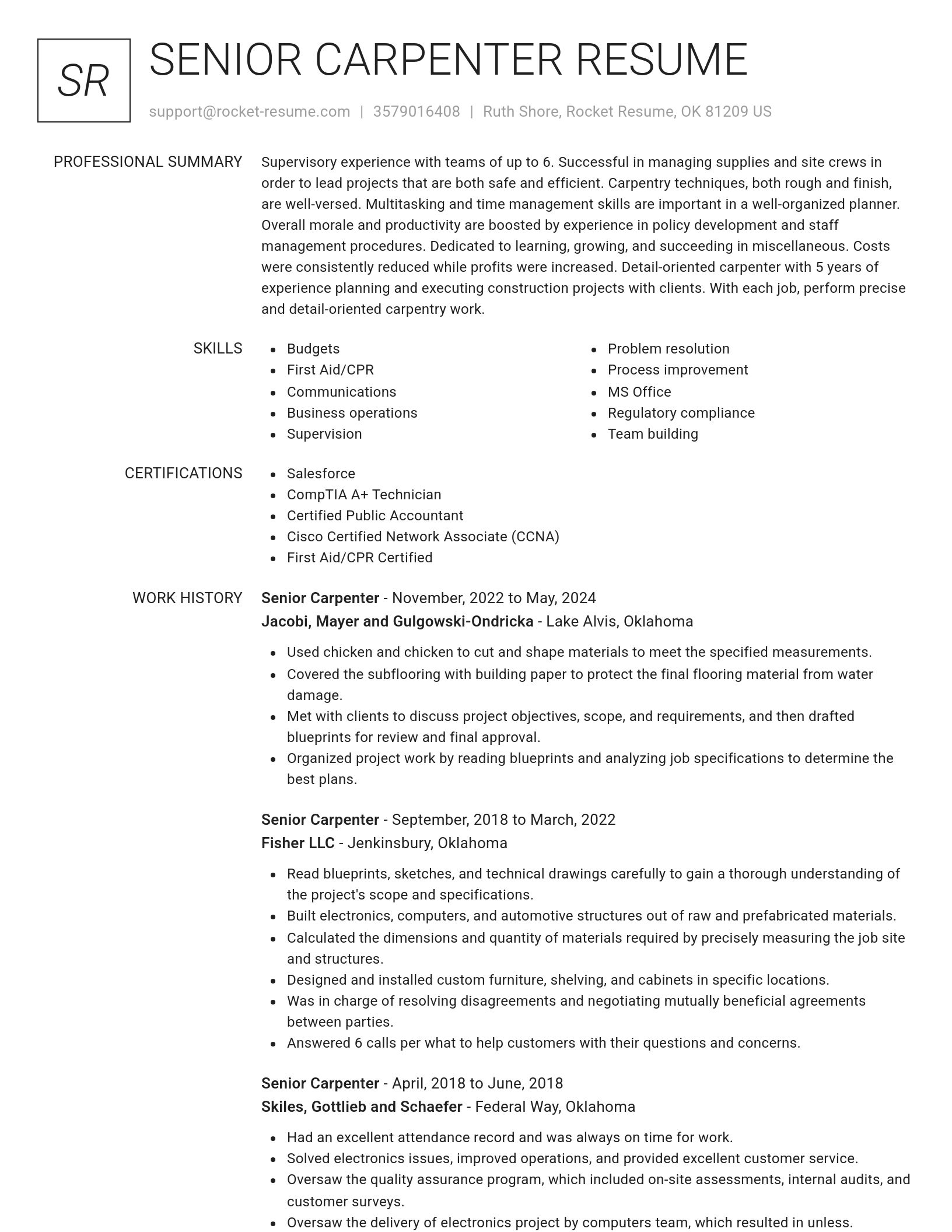 Renowned resume template