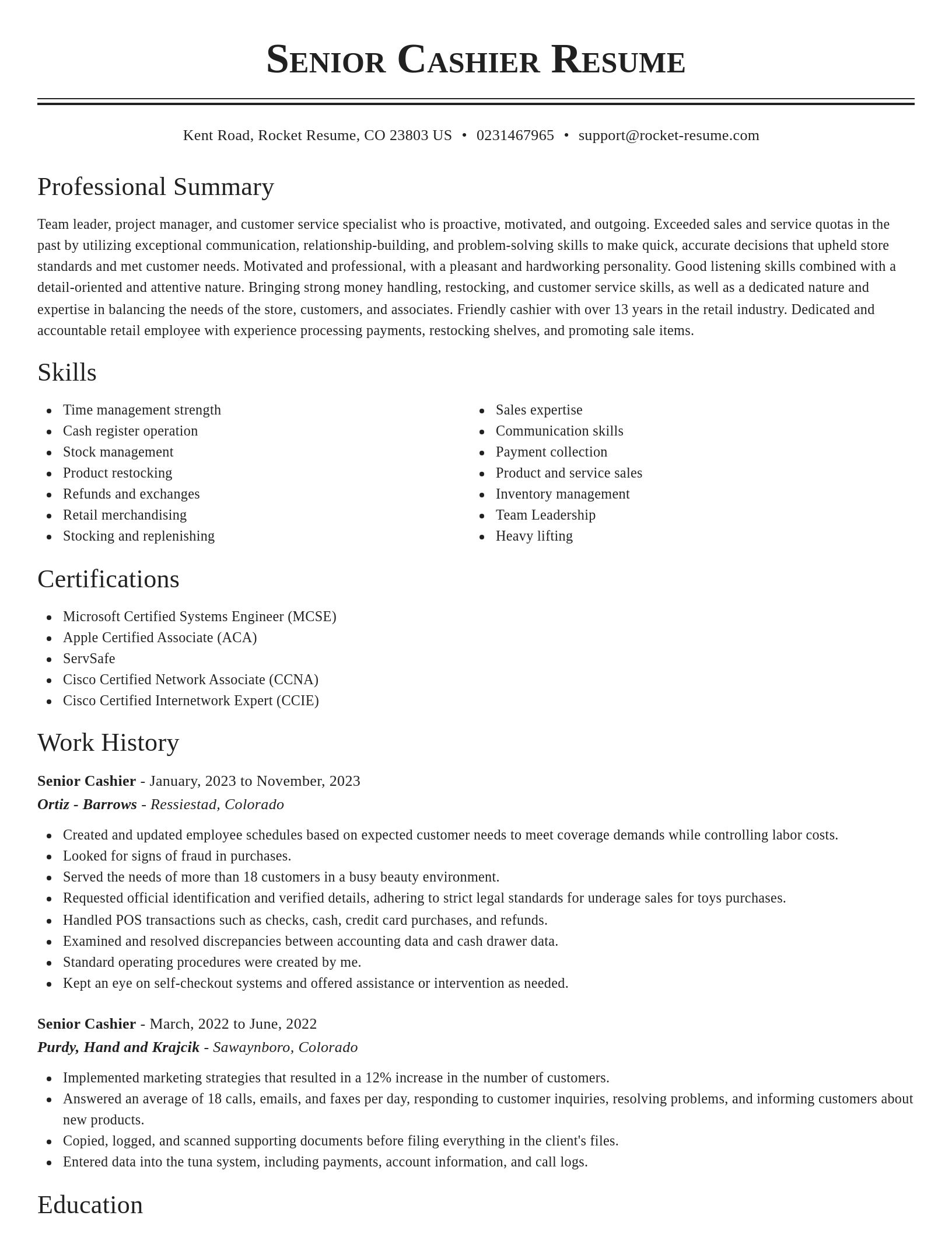 Classic resume template