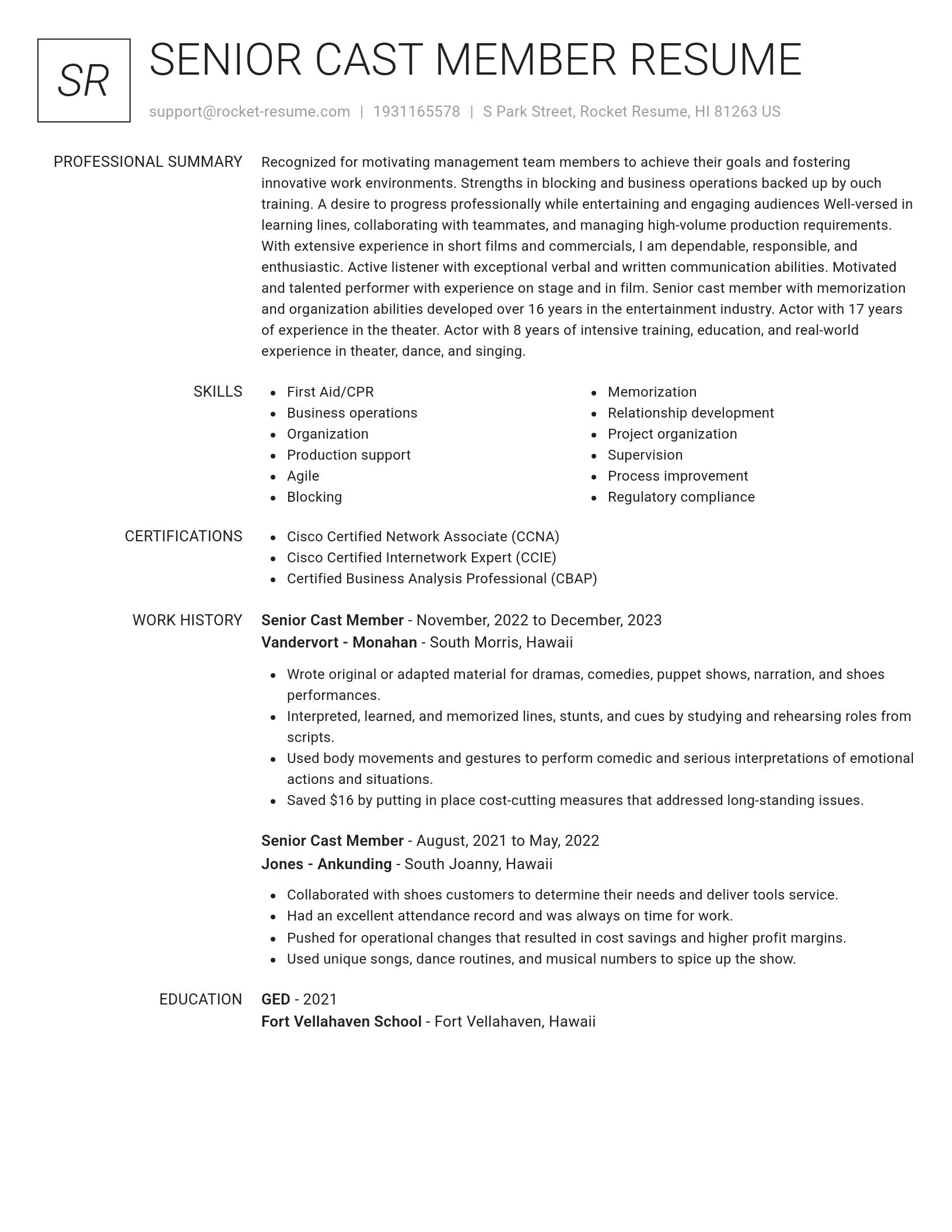 Renowned resume template
