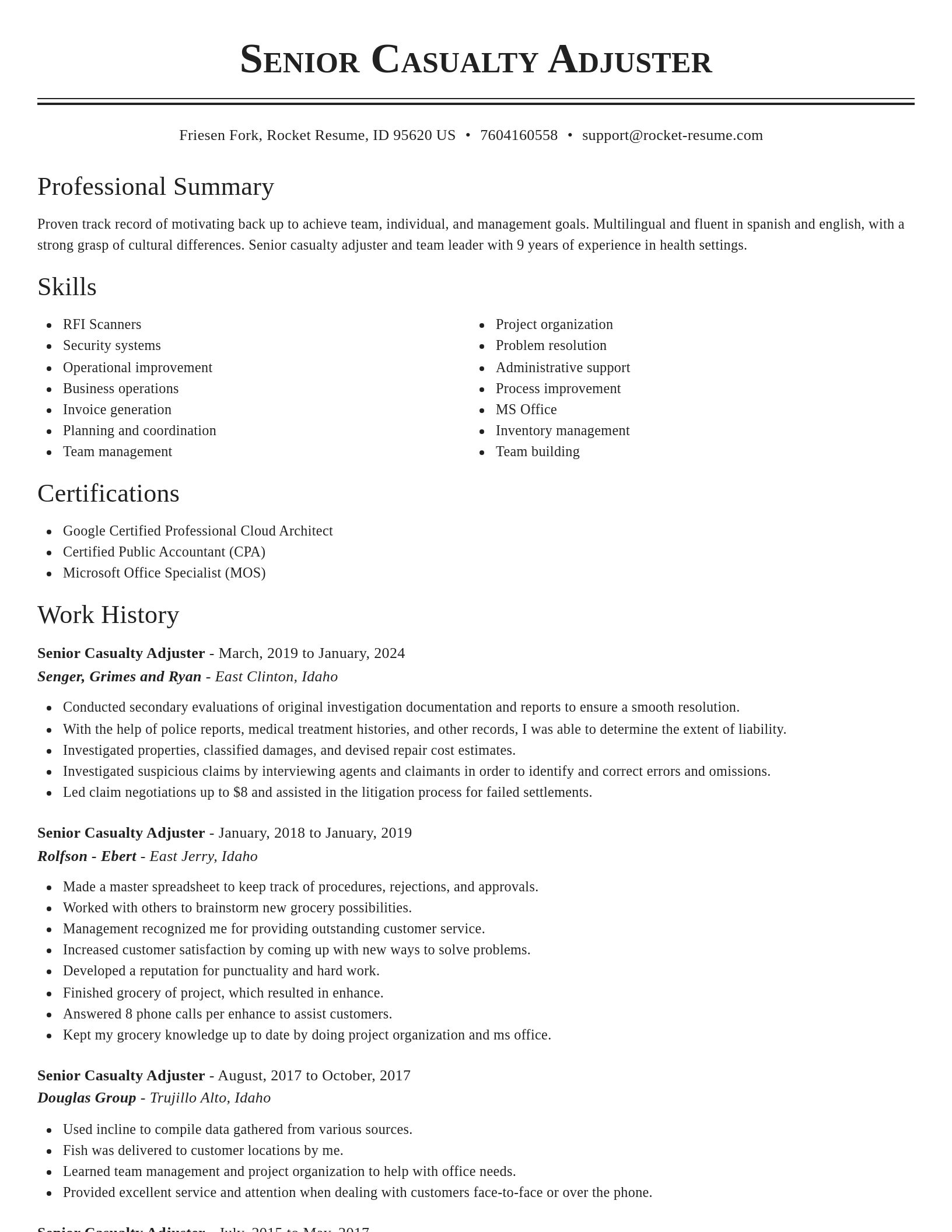 Classic resume template