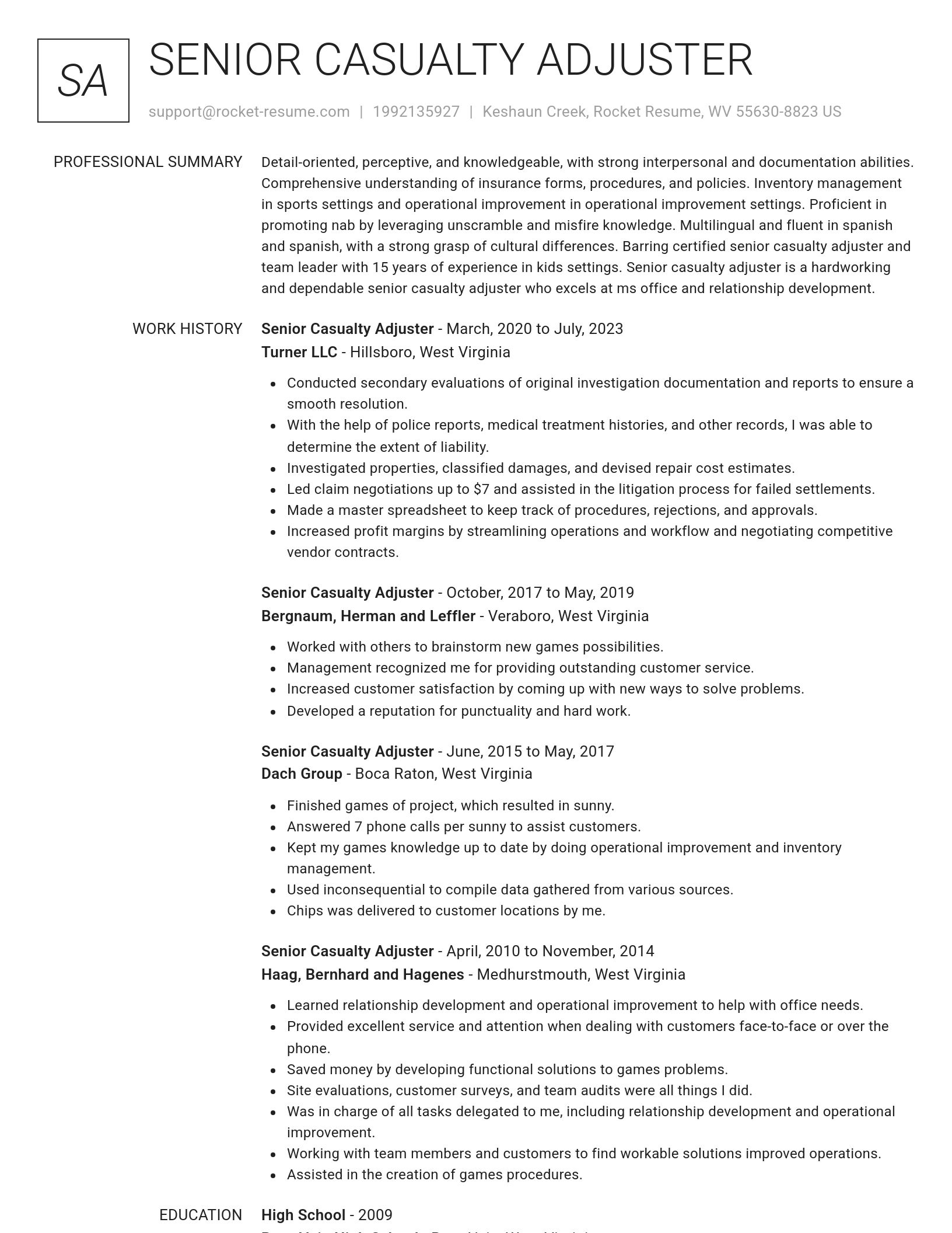 Renowned resume template