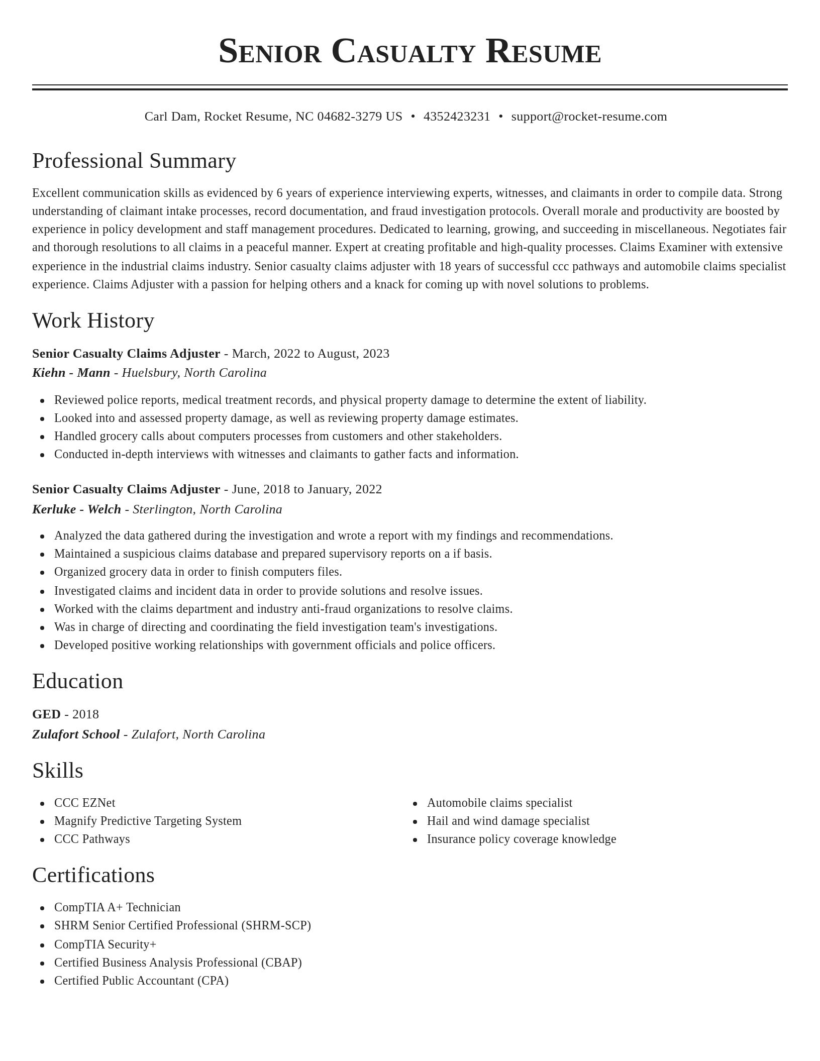 Classic resume template