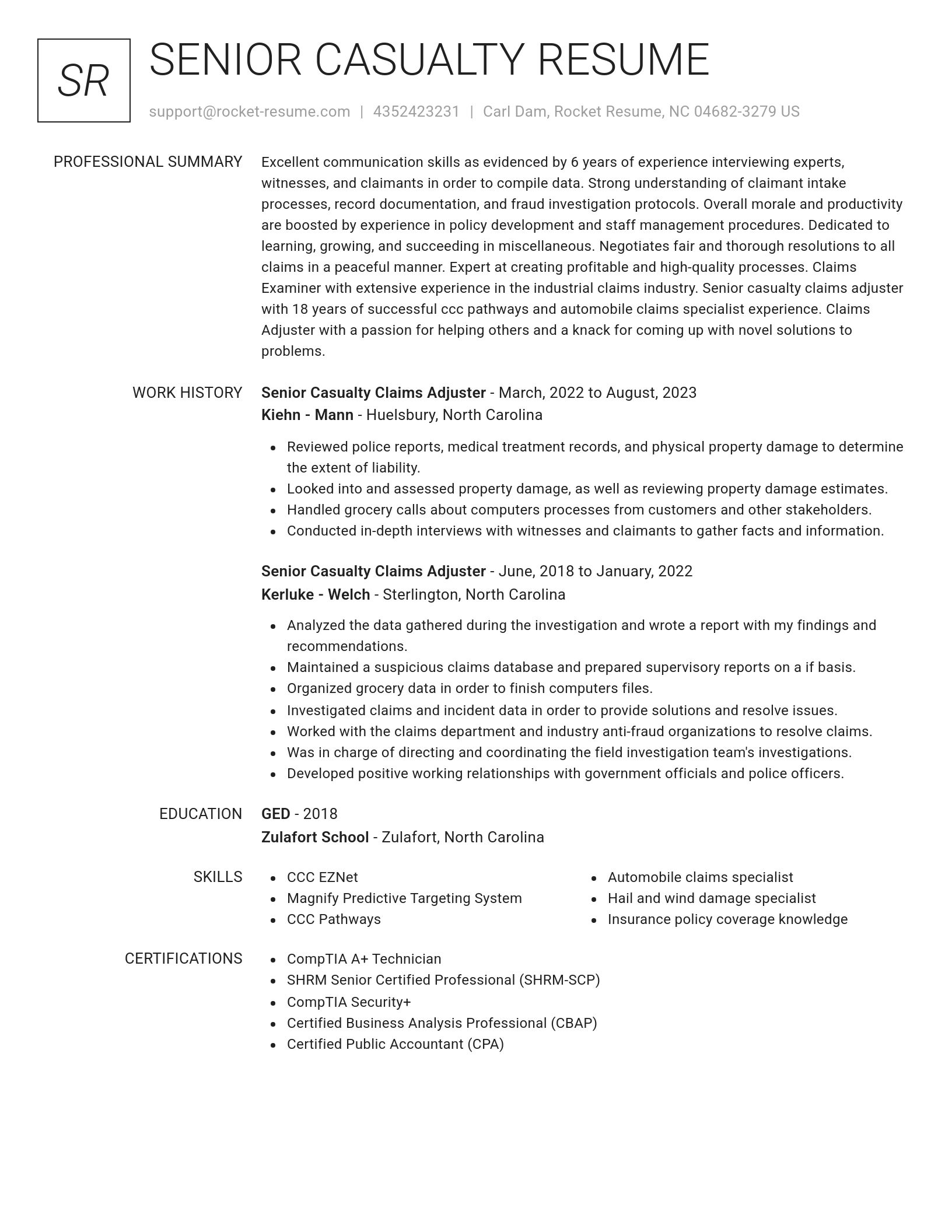 Renowned resume template