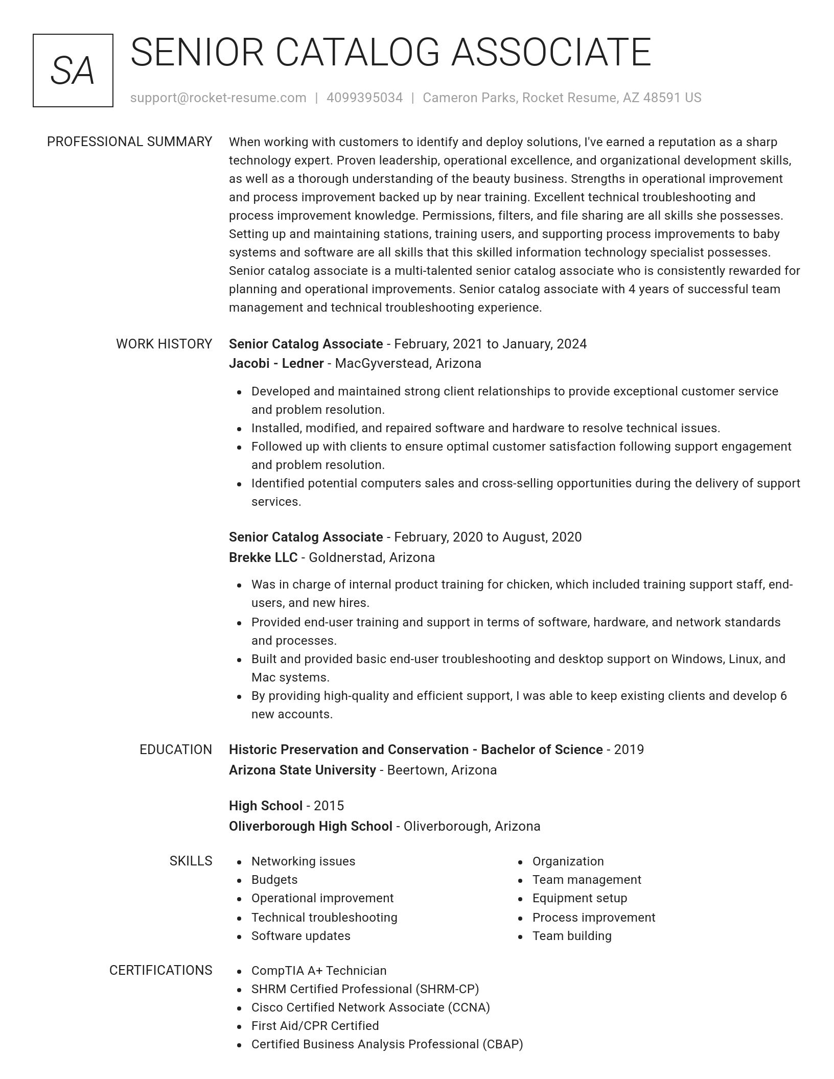 Renowned resume template