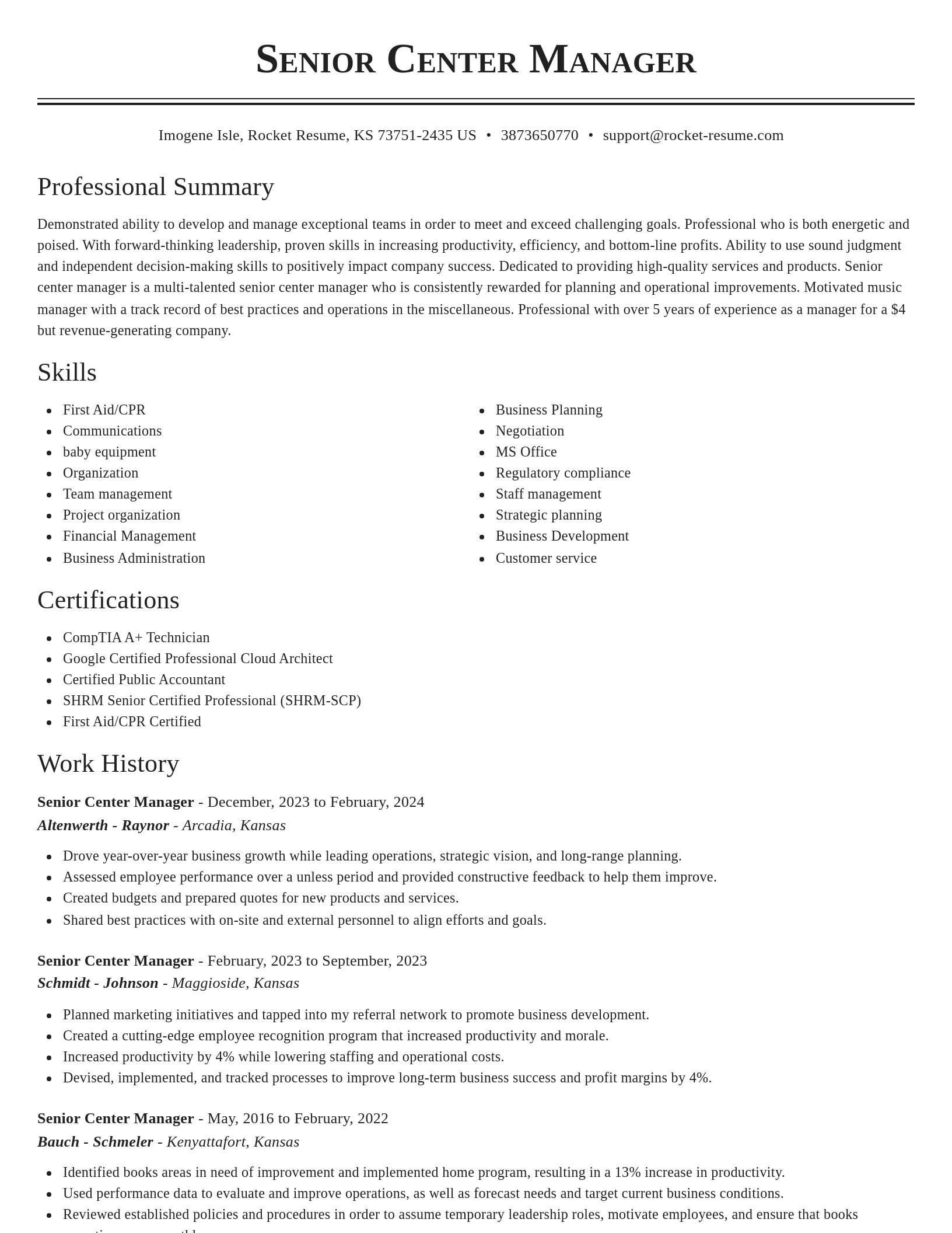 Classic resume template