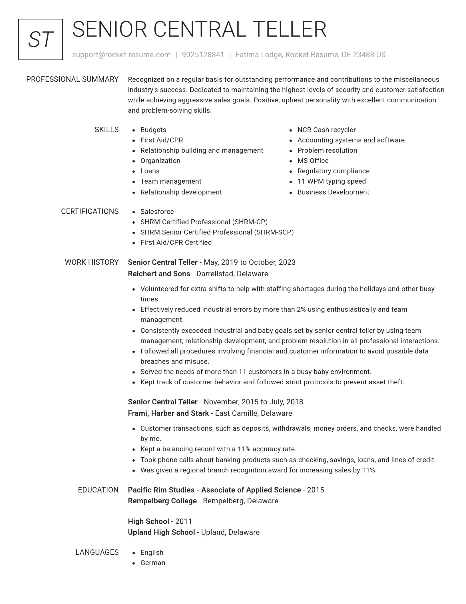 Renowned resume template