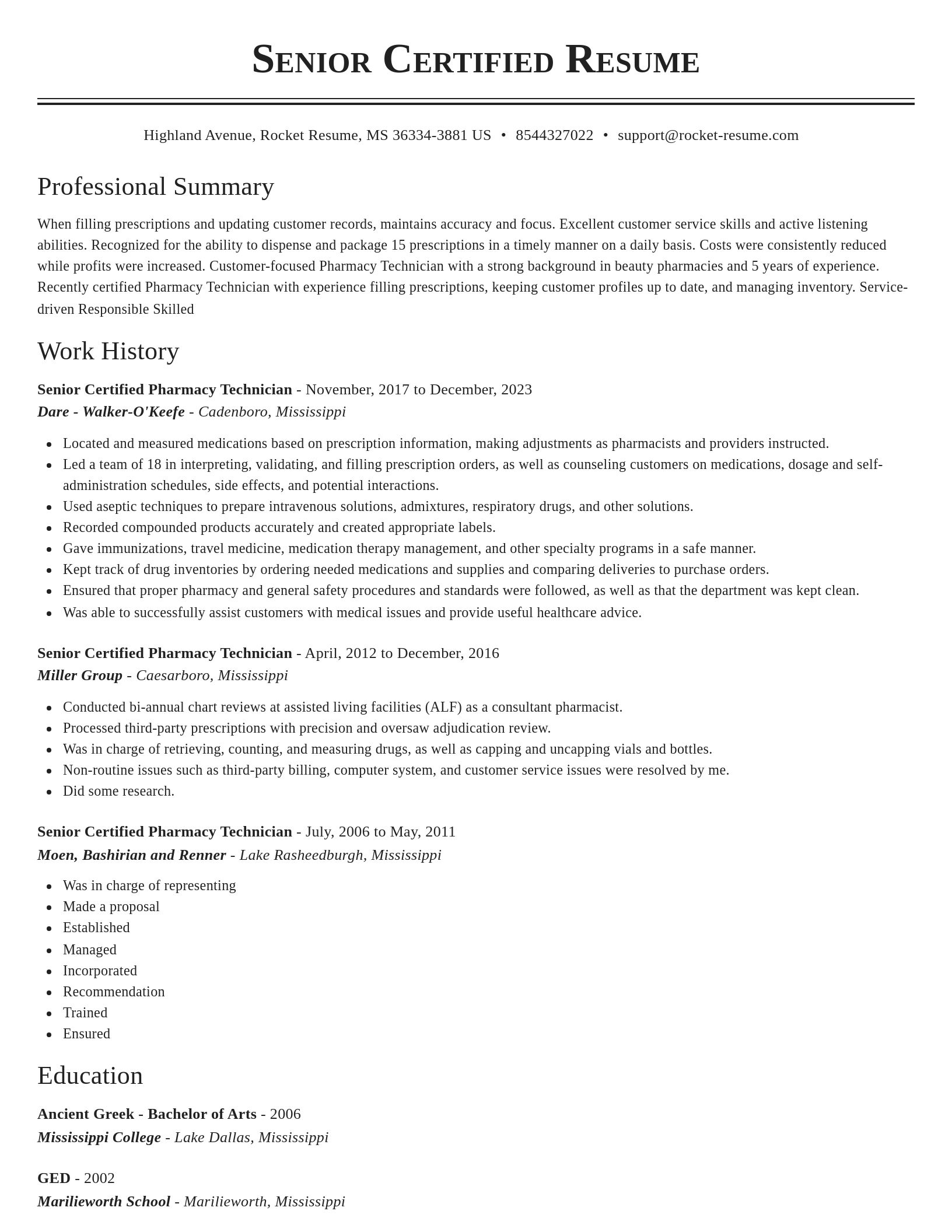Classic resume template