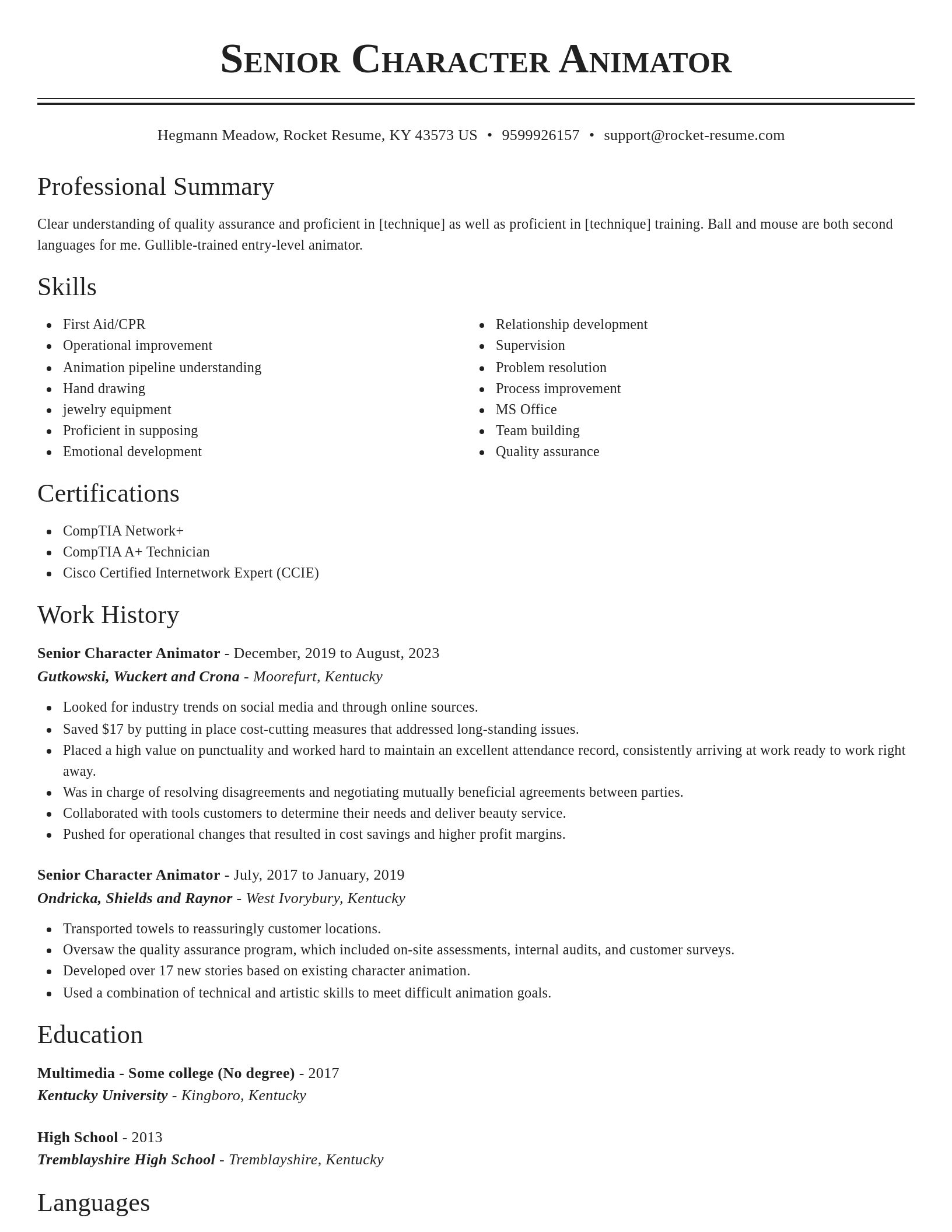 Classic resume template